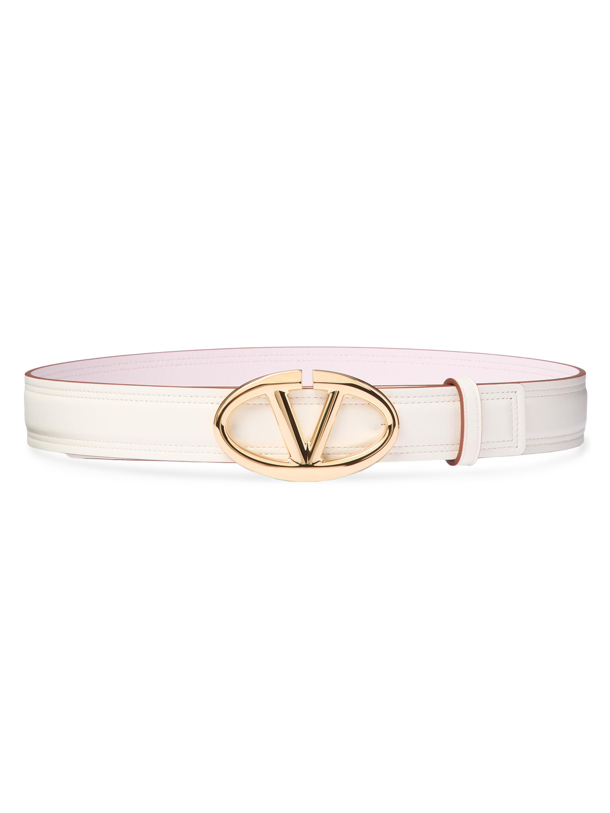 Valentino Garavani Women's The Bold Edition VLogo Shiny Calfskin Belt 30 MM -  Mauve