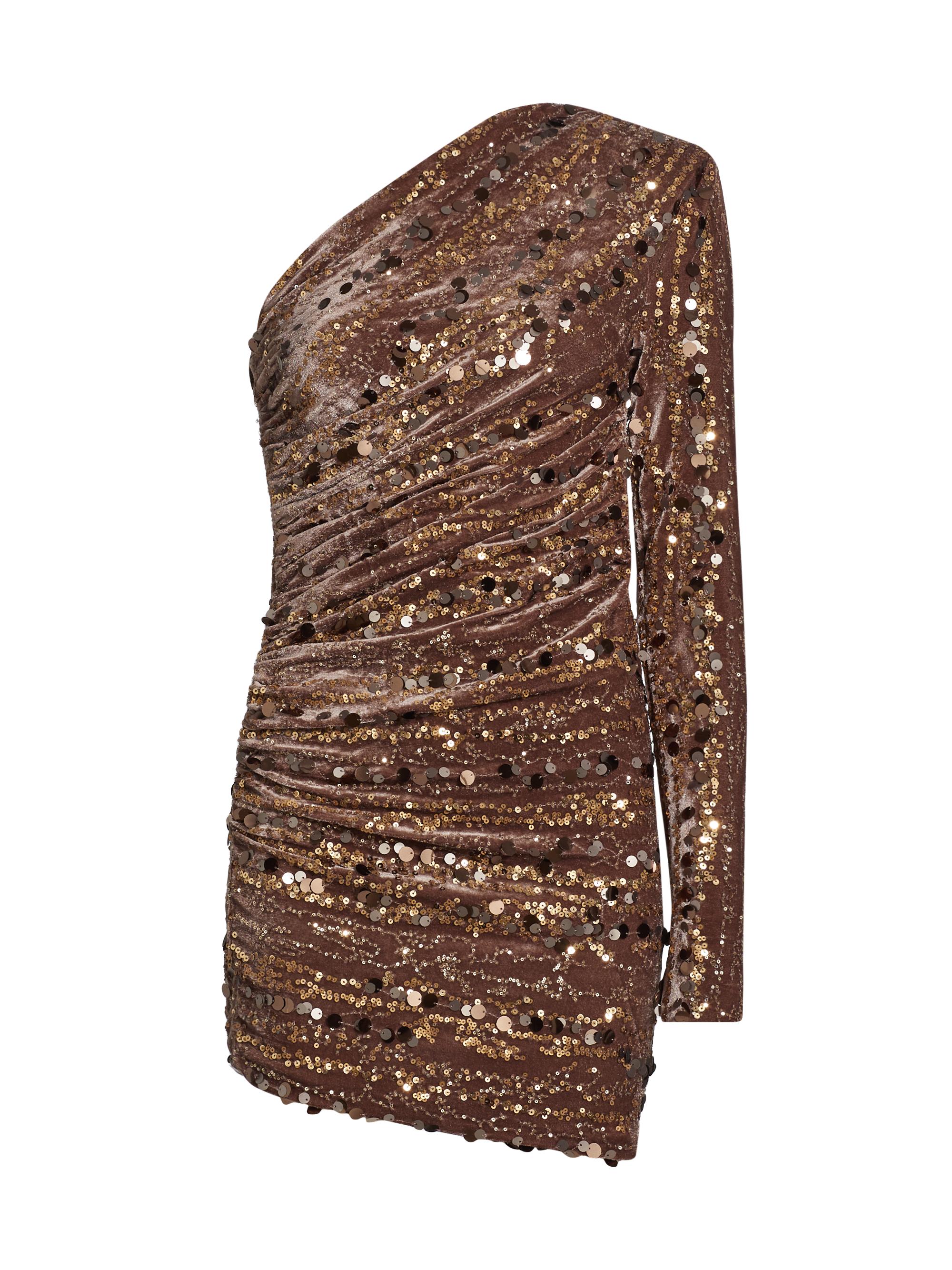 Sabina Musáyev Women's Saturn Sequined One-Shoulder Minidress - Brown
