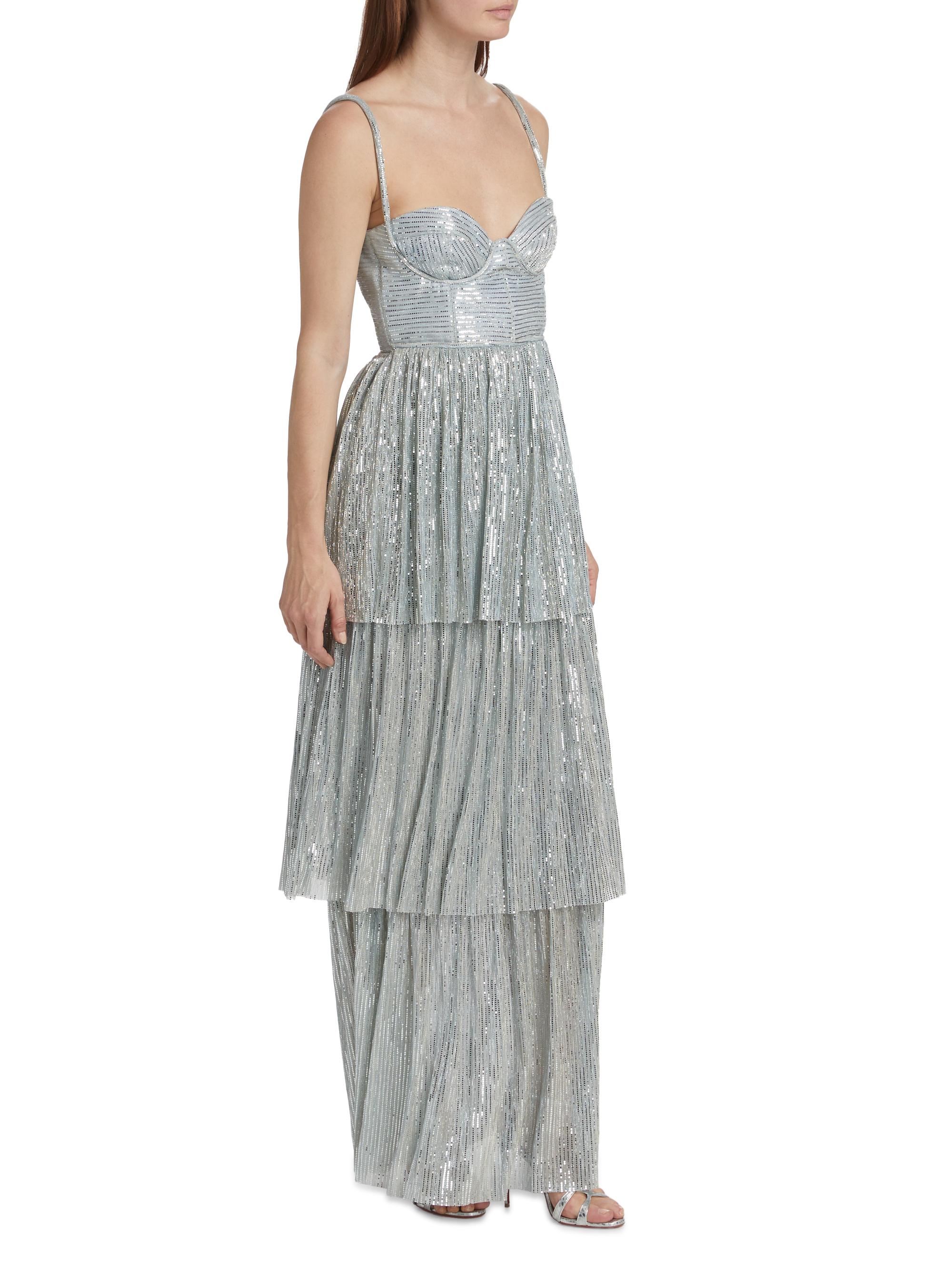 ワンピース MISTREASS Sheer Shiny Gather TieredDress Sheer Shiny Gather Tiered Dress - MISTREASS