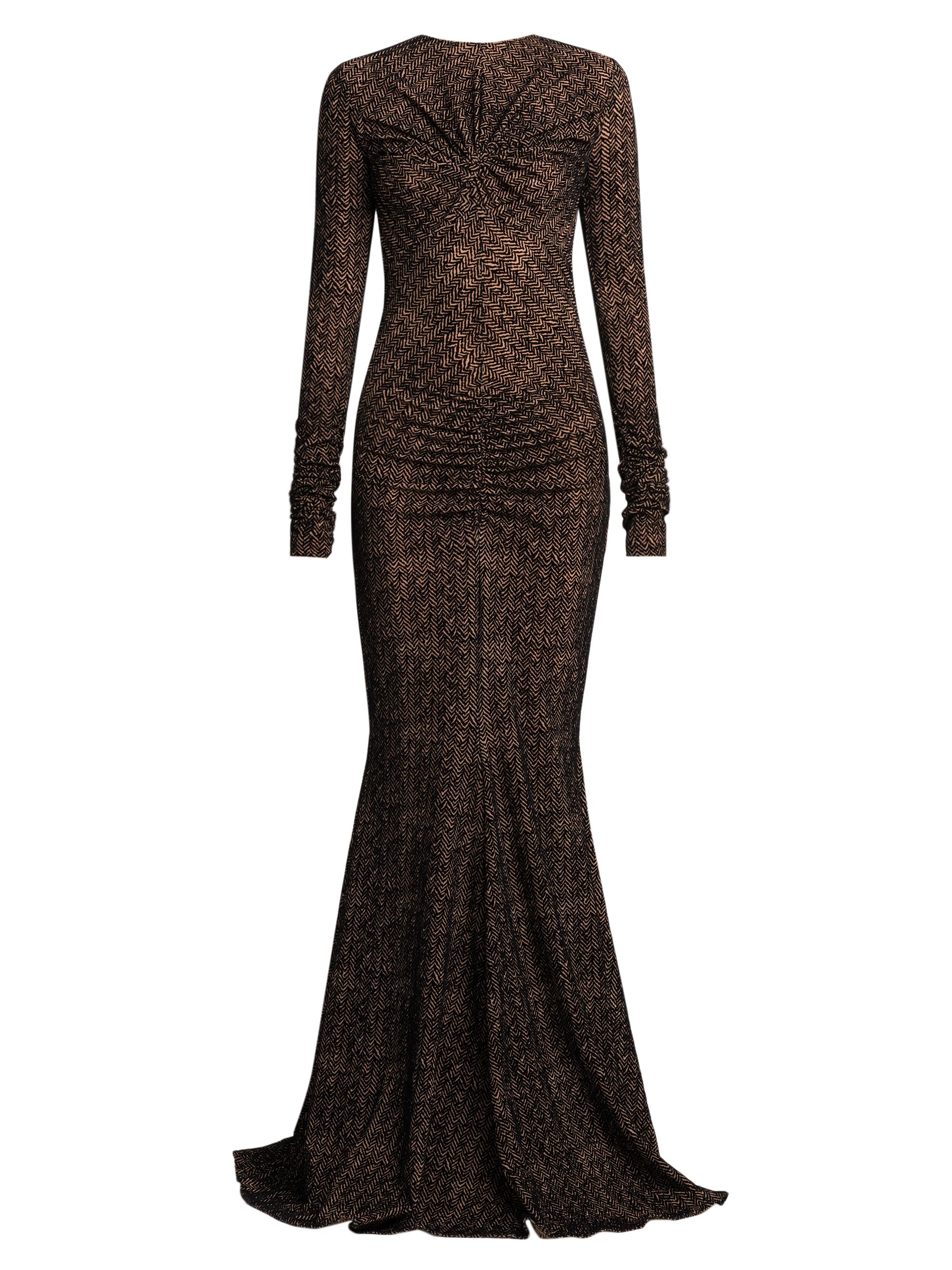 Missoni Women's Gathered Chevron Long-Sleeve Gown - Doe