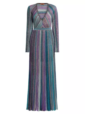 Shop Missoni Metallic Striped V-Neck Dress | Saks Fifth Avenue