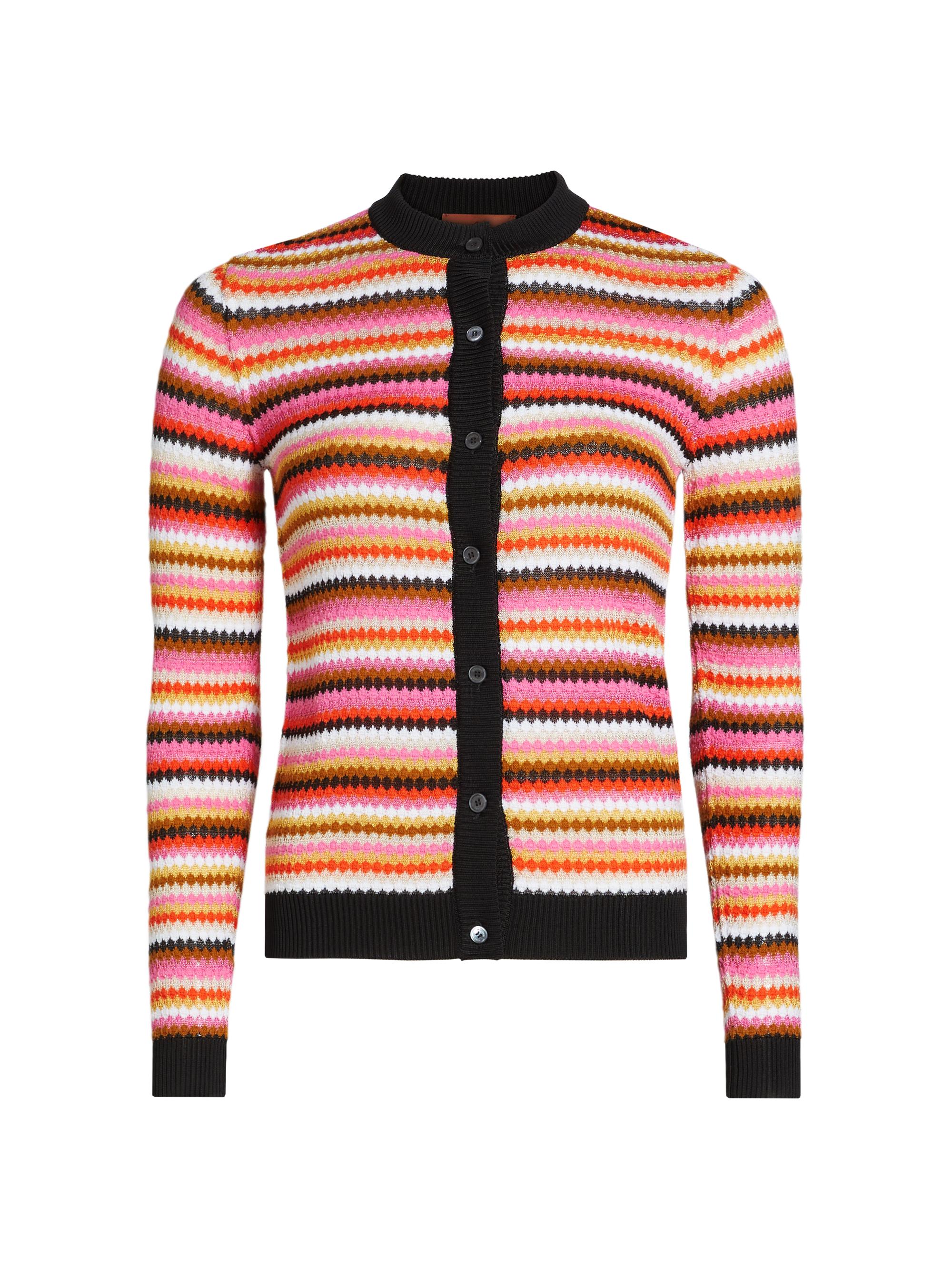 Missoni Women's Regular Stripe Cotton-Blend Cardigan - Base Rose Multi Color