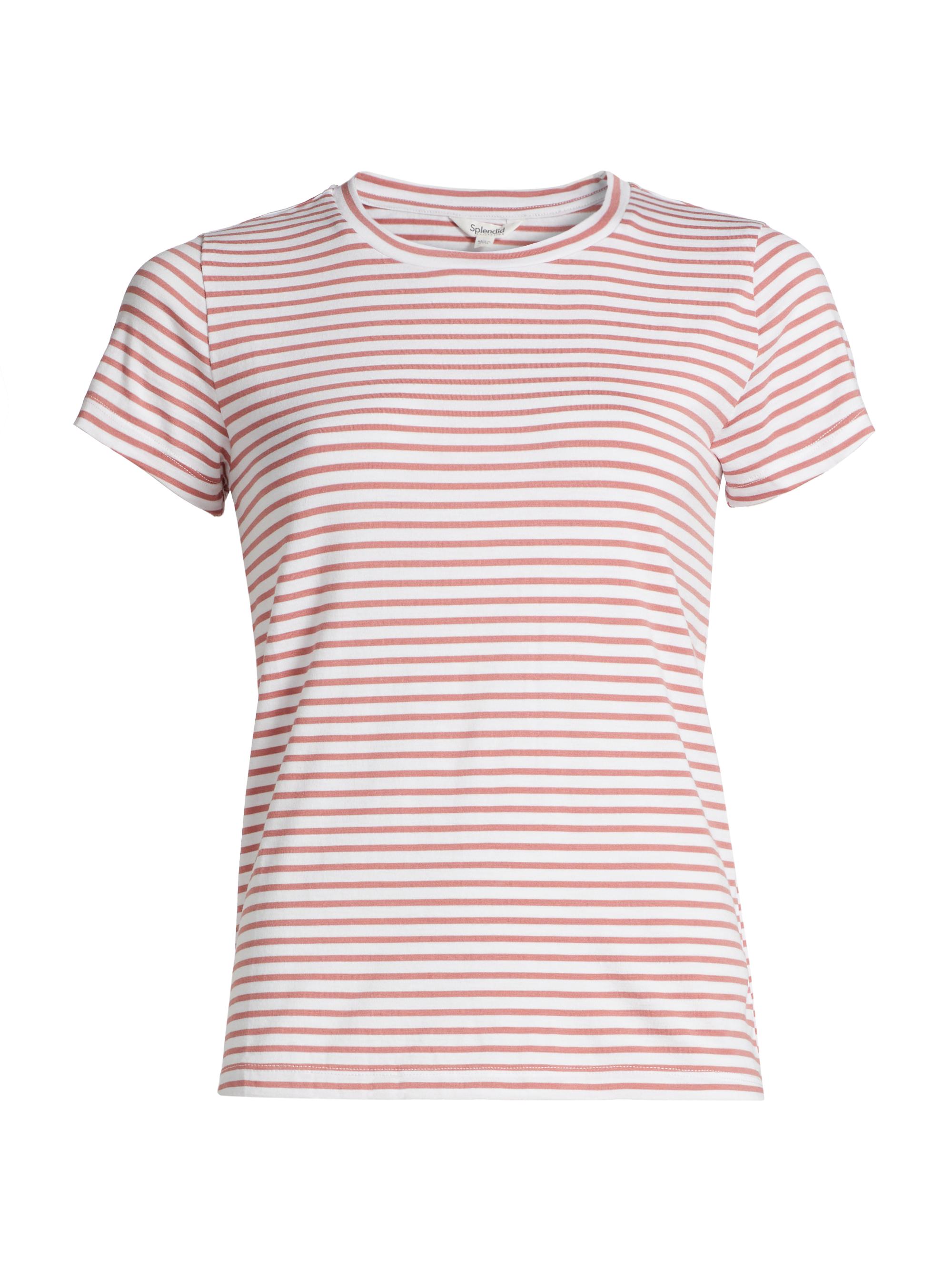 Splendid Women's Striped Jersey Crewneck T-Shirt - Dawn White
