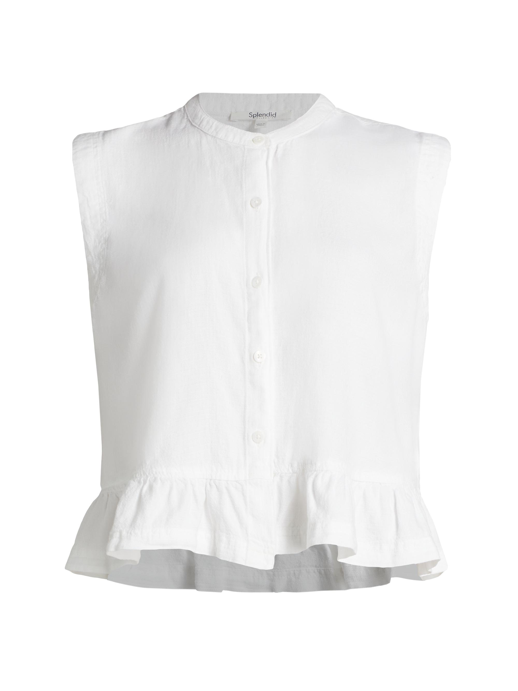 Splendid Women's Alice Linen-Blend Flounce Tank - White