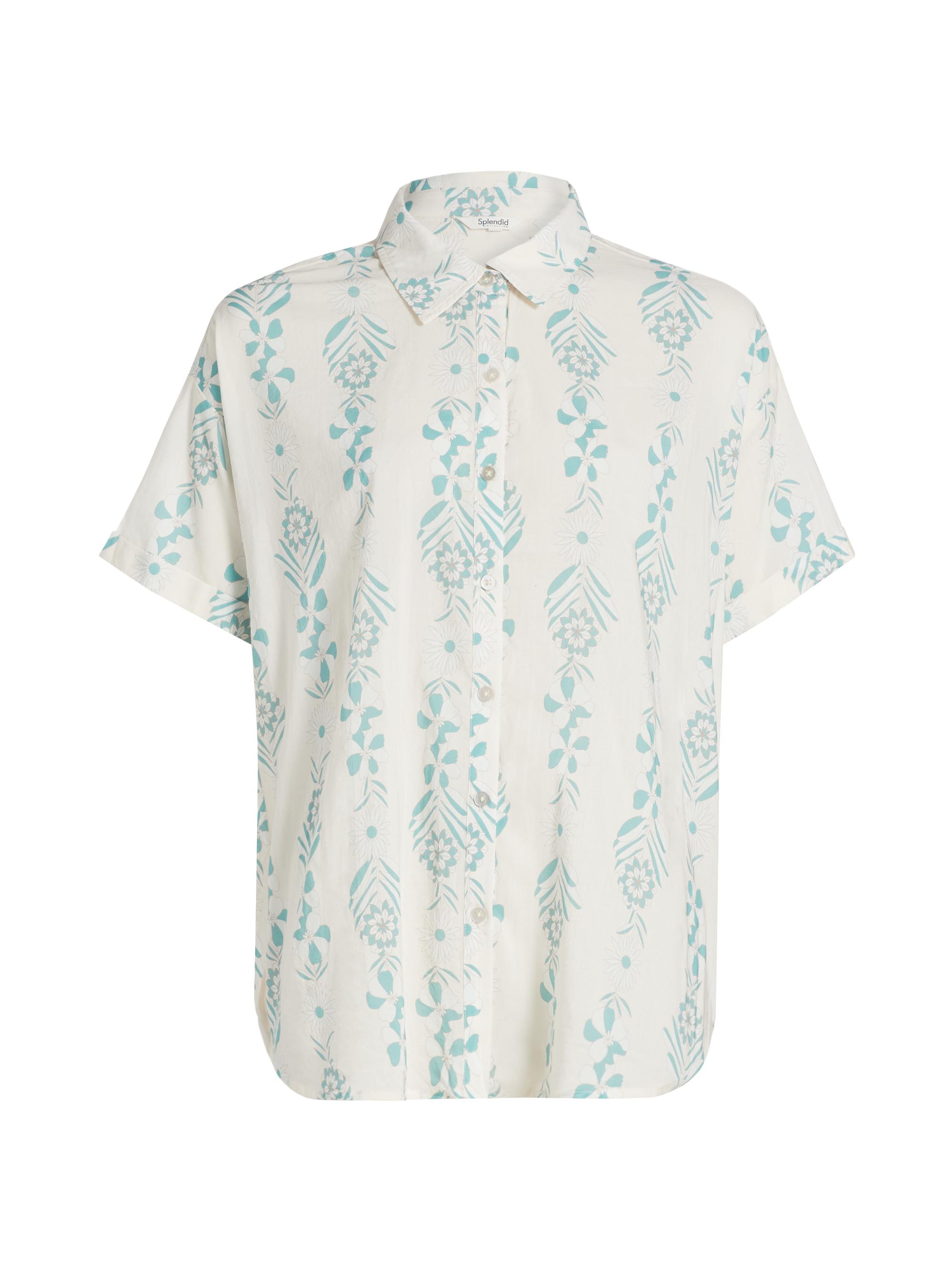 Splendid Women's Floral Short-Sleeve Shirt - Turquoise Floral