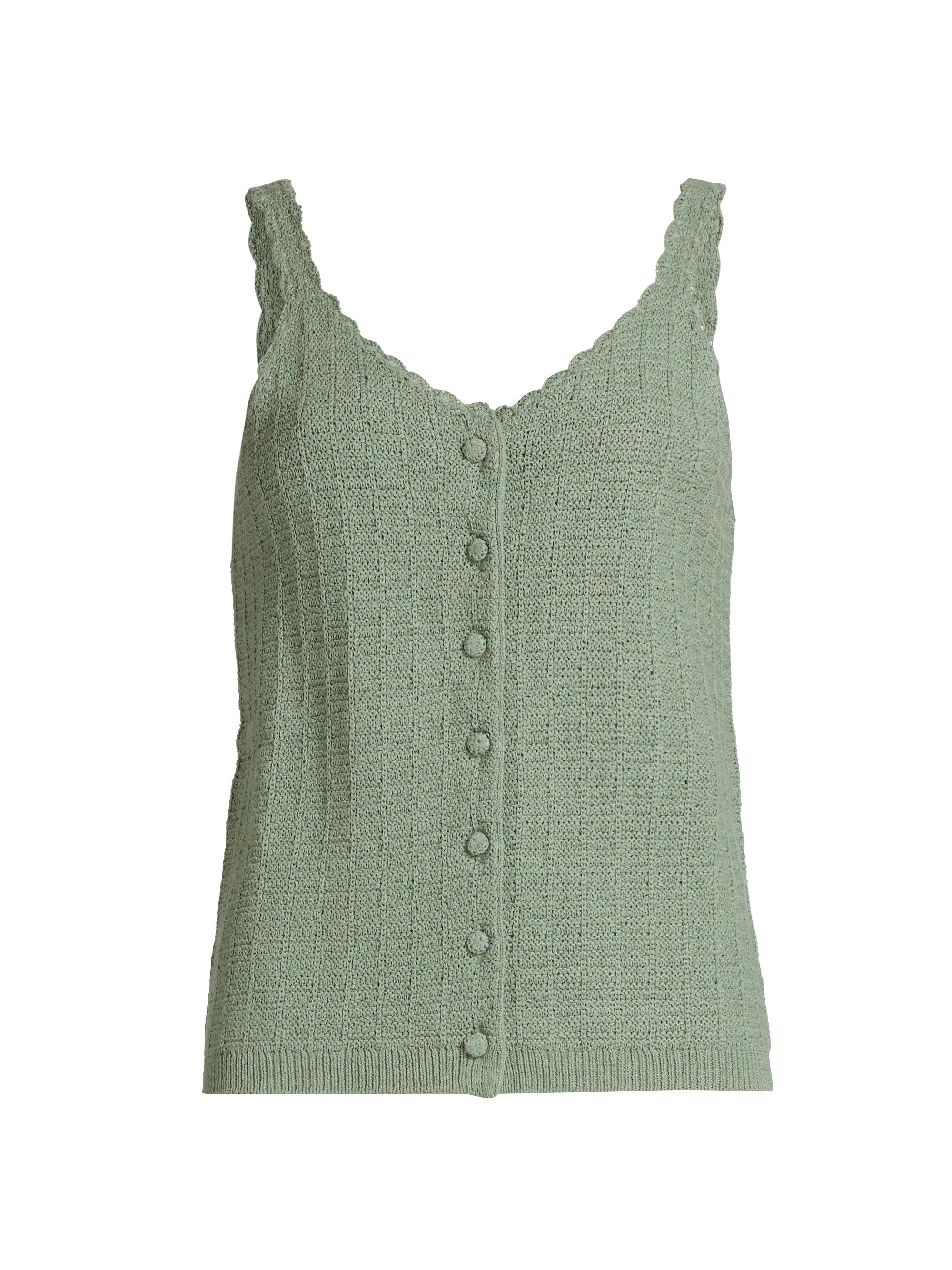 Splendid Women's Linen-Blend Scallop Knit Tank - Lagoon