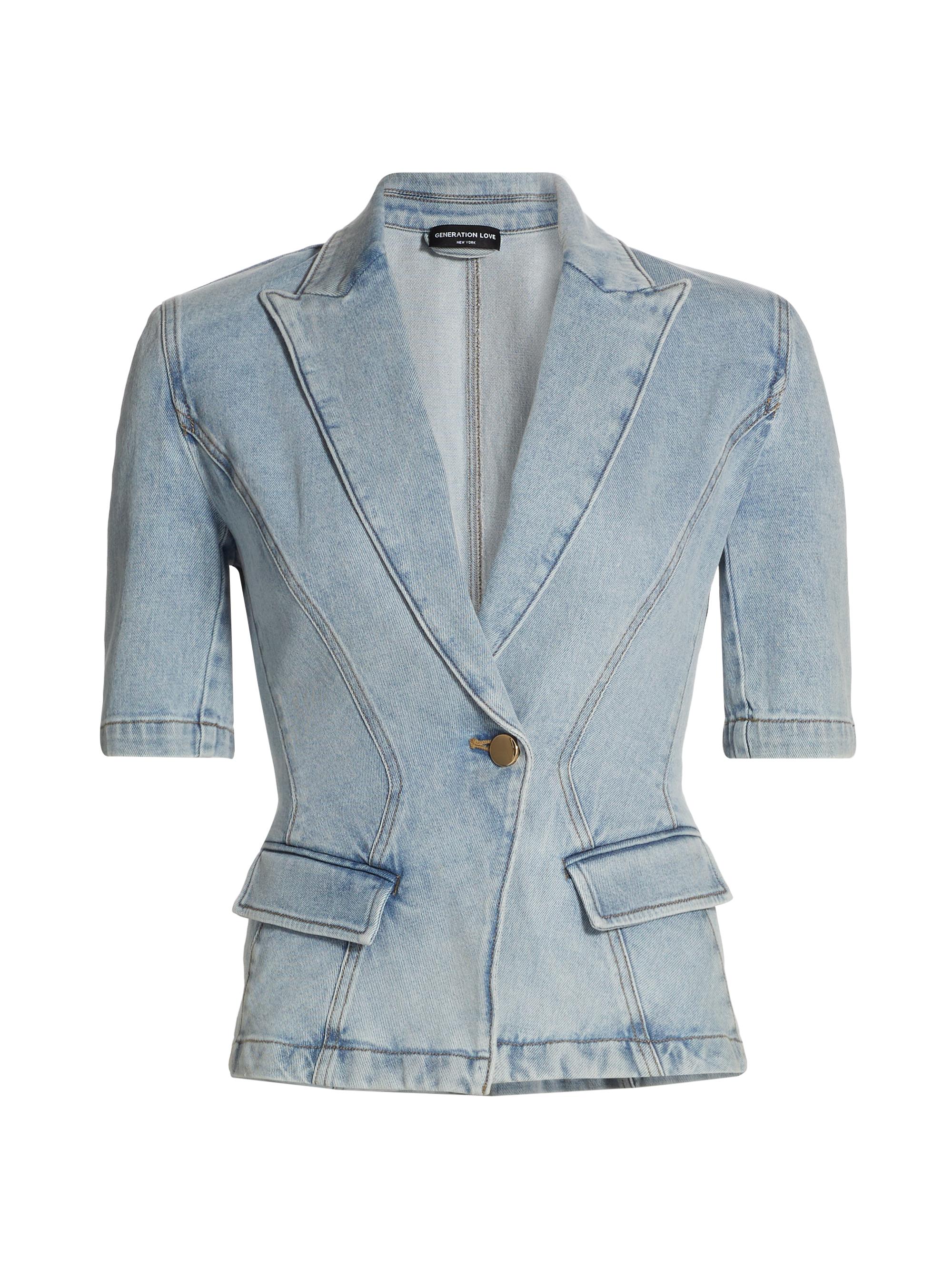 Generation Love Women's Melbourne Denim Short-Sleeve Blazer - Light Blue