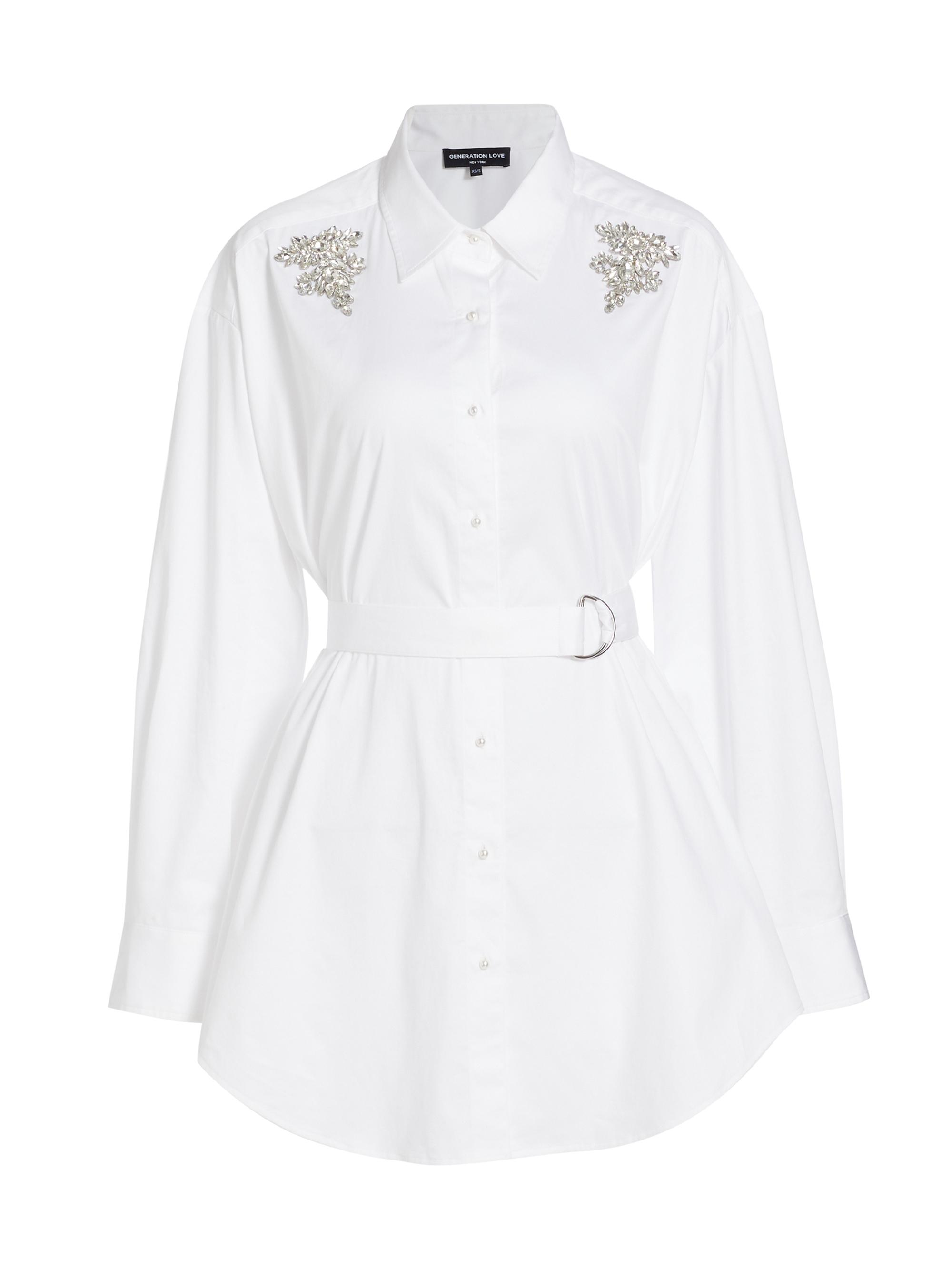 Generation Love Women's Elianna Crystal Shirtdress - White