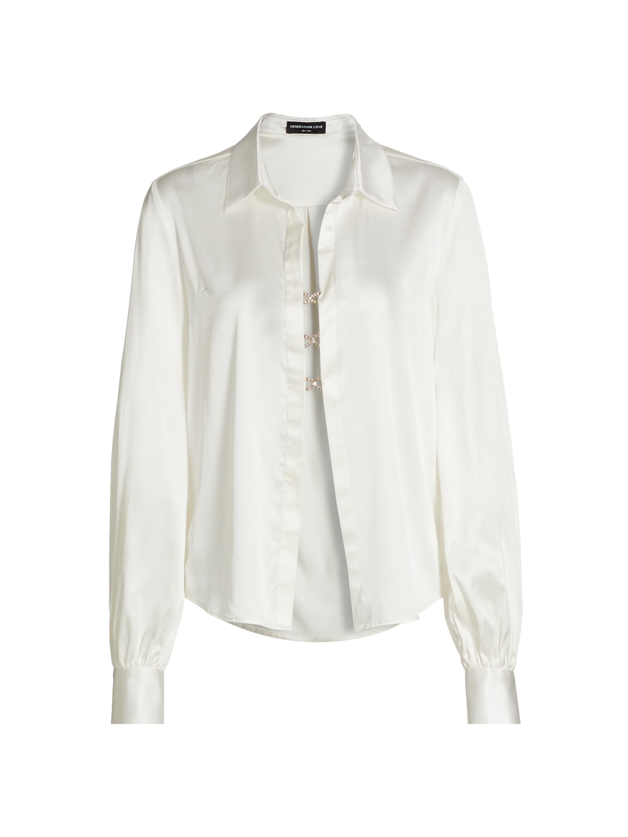 Generation Love Women's Arnelle Satin Oversized Shirt - White