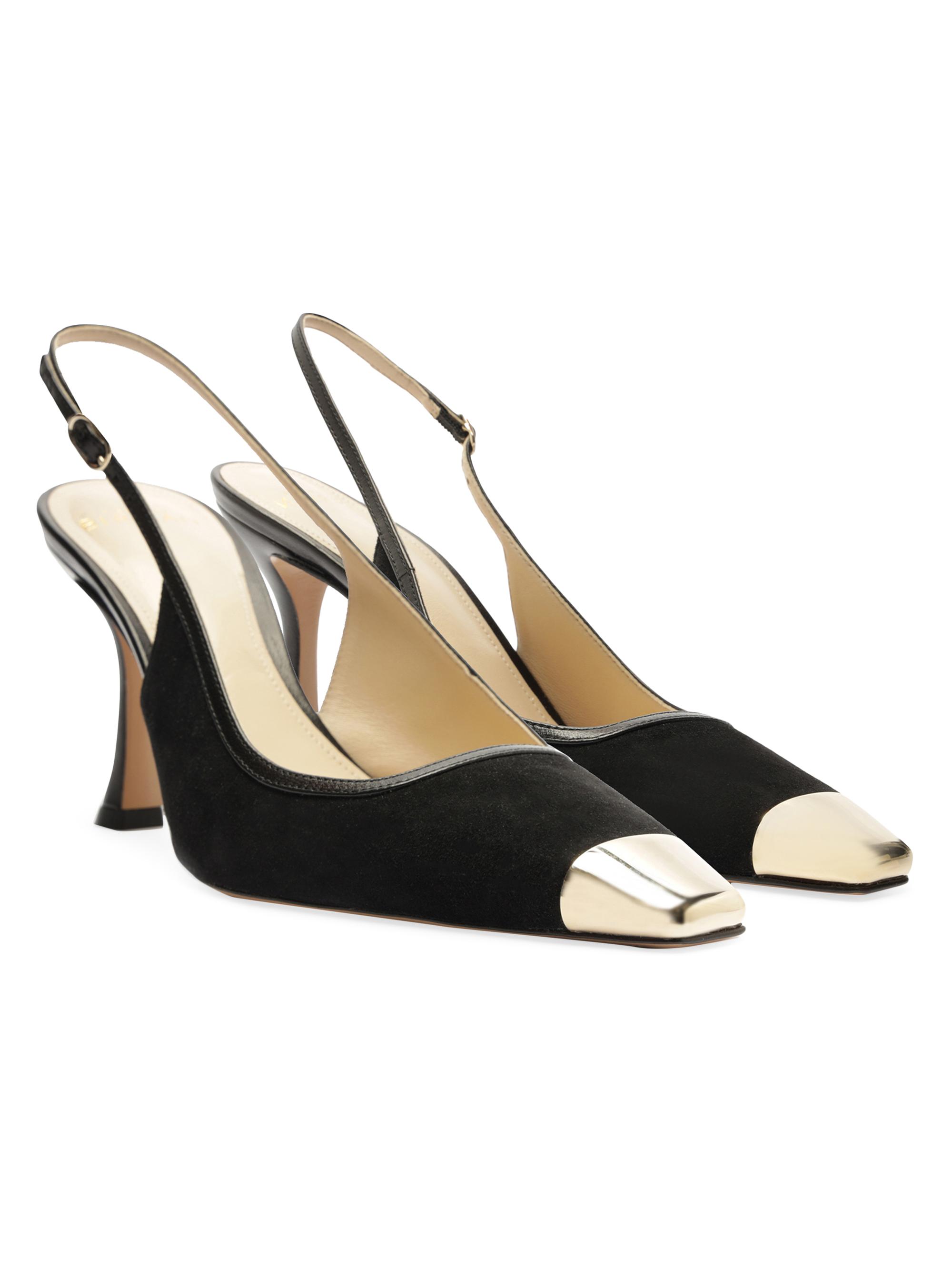 Alexandre Birman Women's Olivia 85MM Suede Cap-Toe Pumps - Black Light Gold