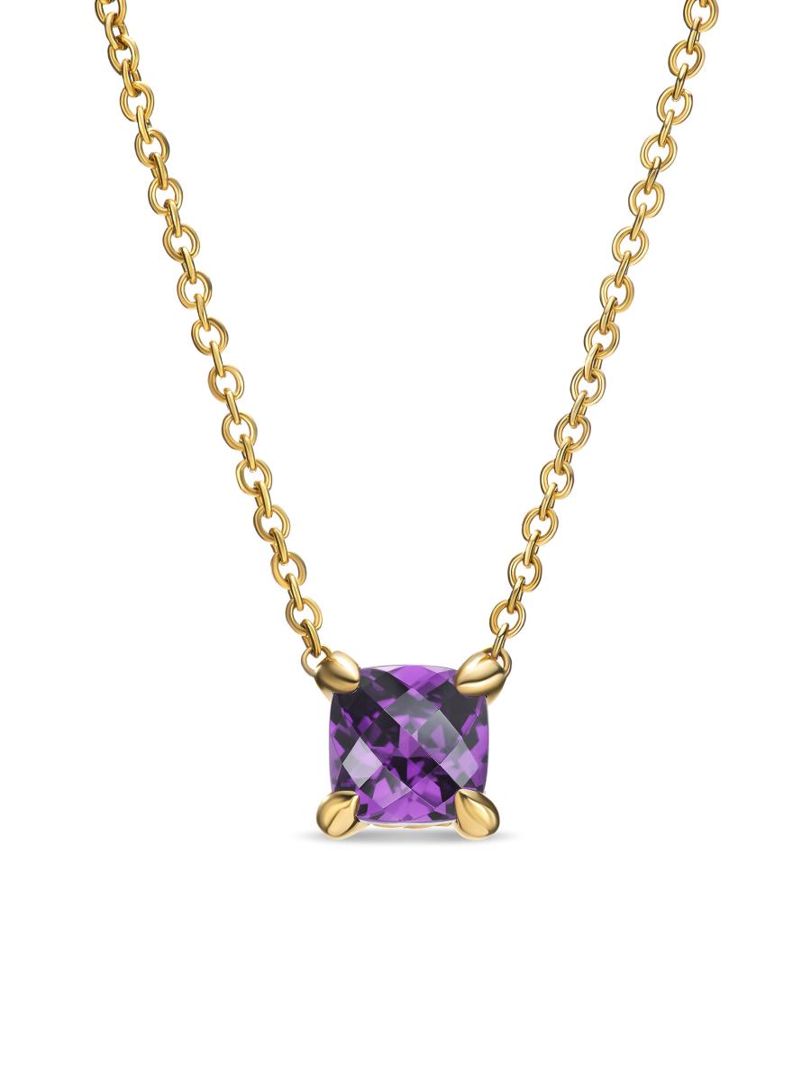 David Yurman Women's Micro Chatelaine Pendant Necklace In 18k Yellow Gold In Purple