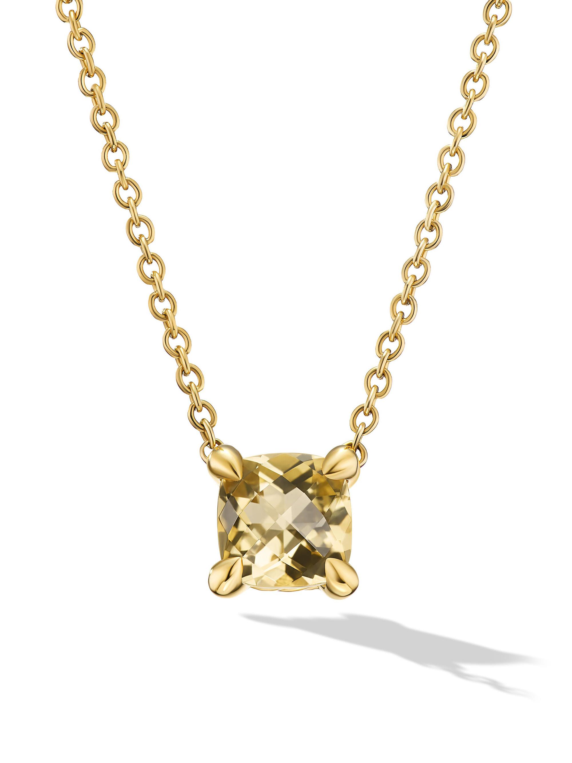 David Yurman Women's Micro Chatelaine Pendant Necklace in 18K Yellow Gold - Champagne Citrine