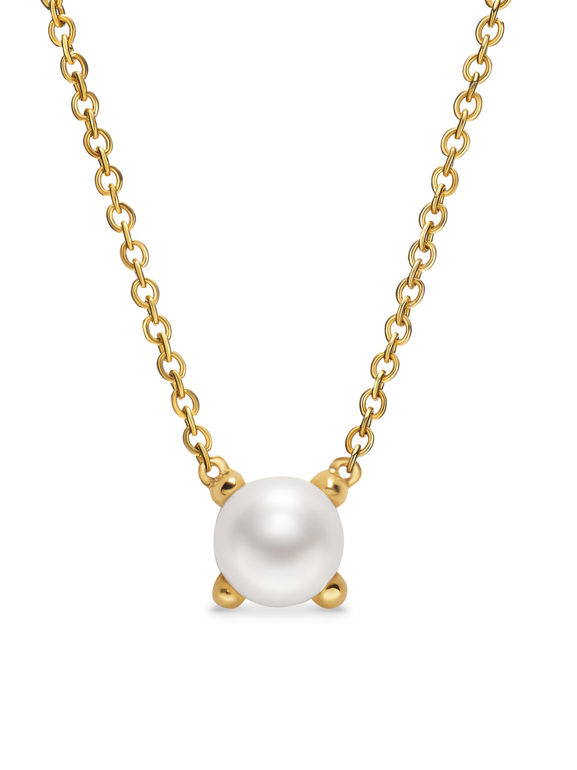 David Yurman Women's Micro Chatelaine Pendant Necklace in 18K Yellow Gold - Pearl