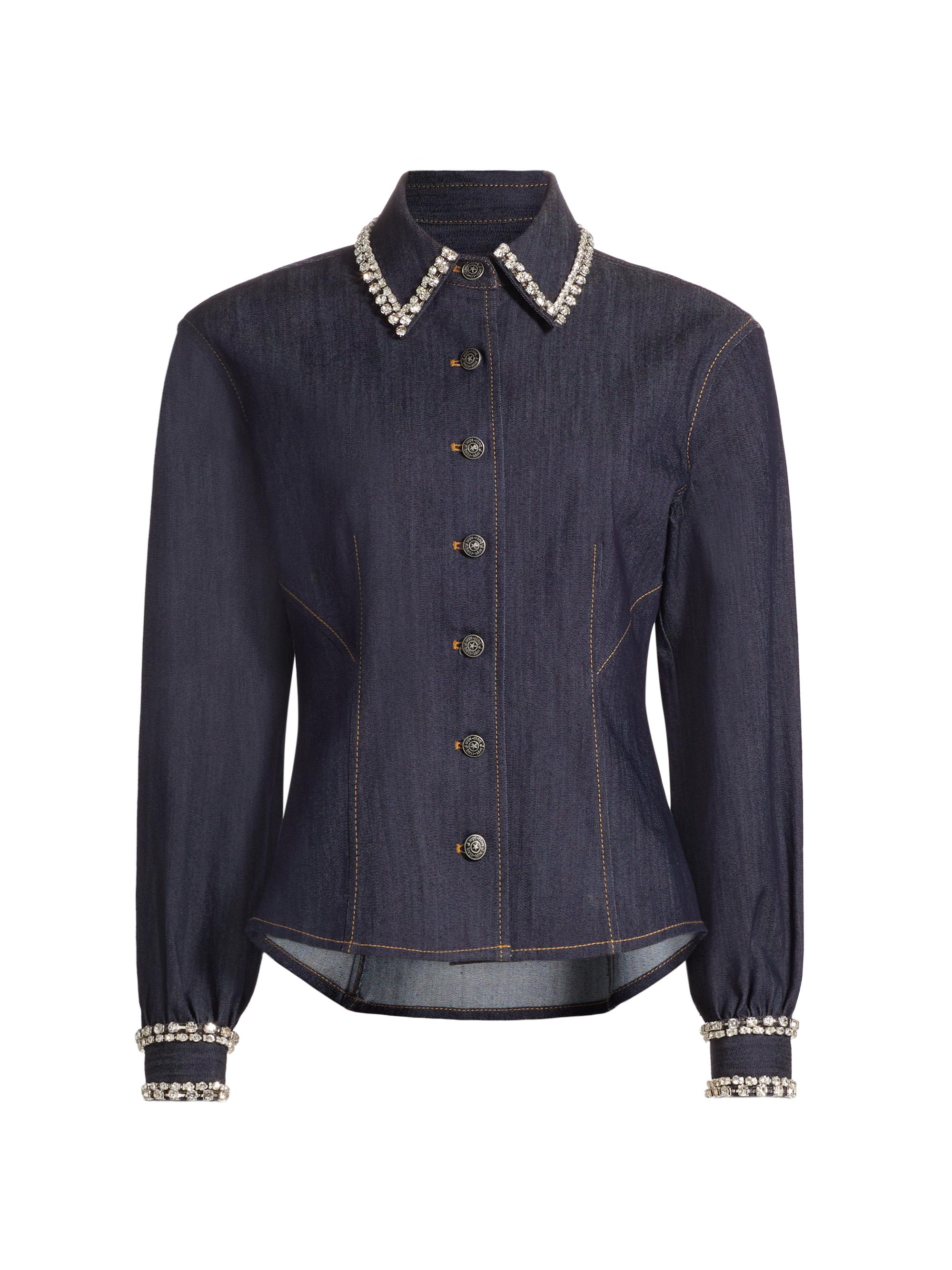 CINQ A SEPT Women's Autumn Embellished Denim Blouse - Indigo