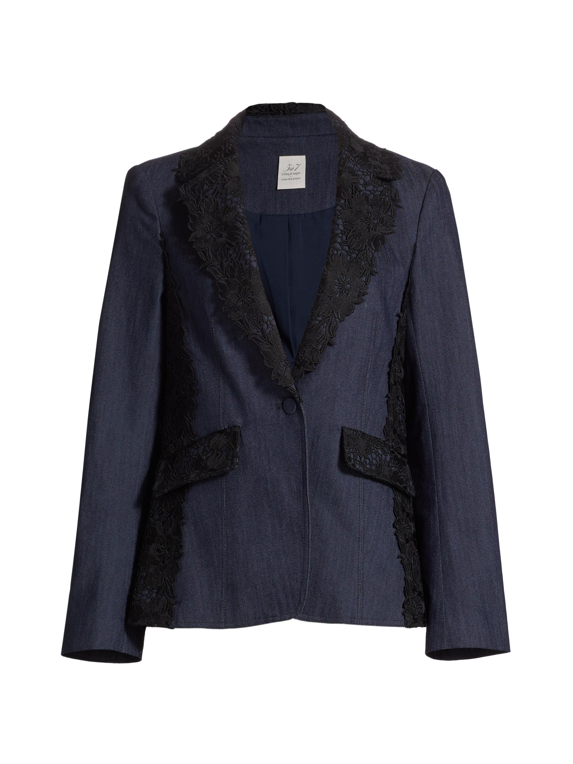 CINQ A SEPT Women's Laney Lace Appliqué Denim Jacket - Indigo