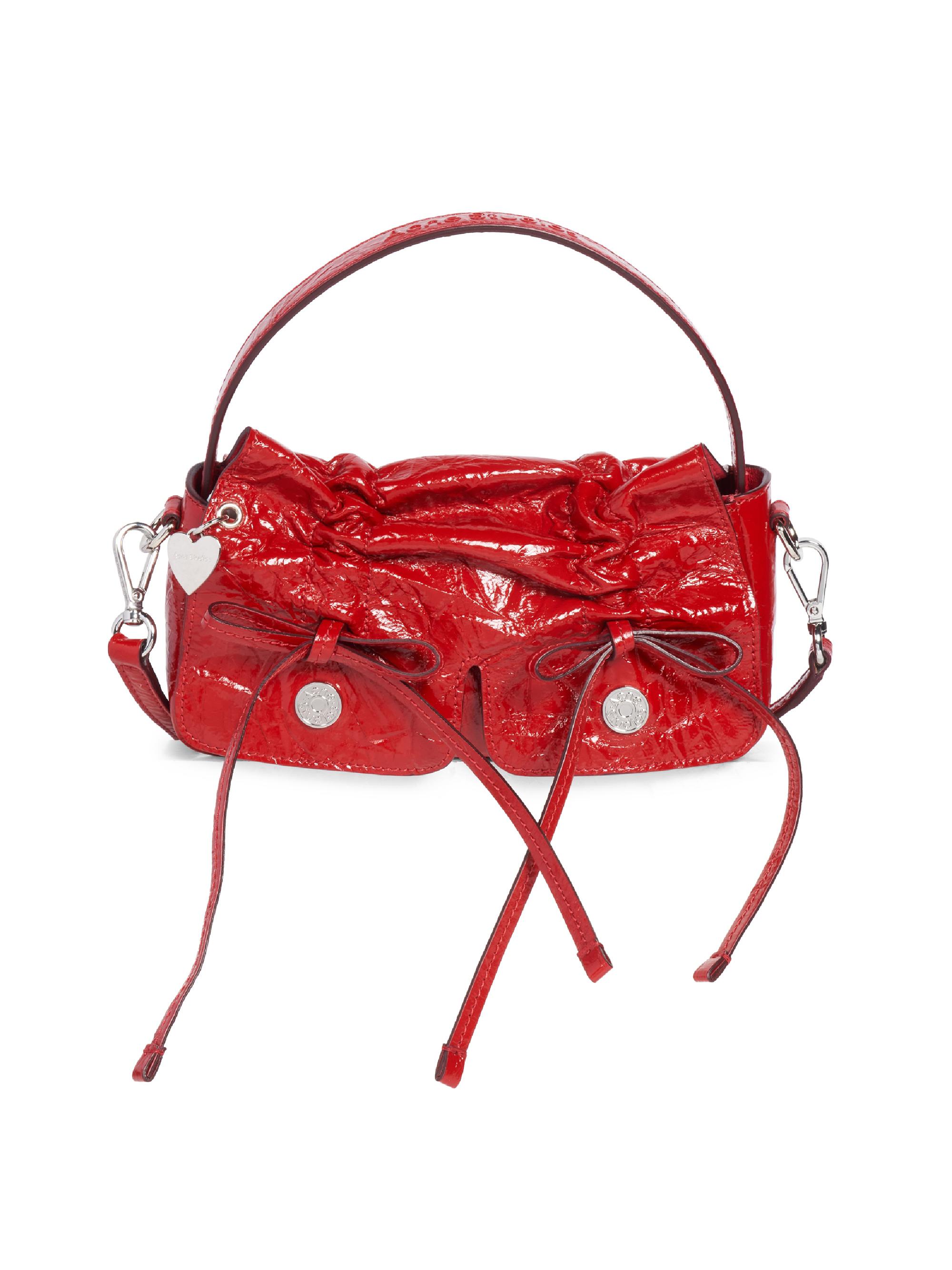 Acne Studios Women's Multipocket Micro Crinkled Leather Shoulder Bag - Red