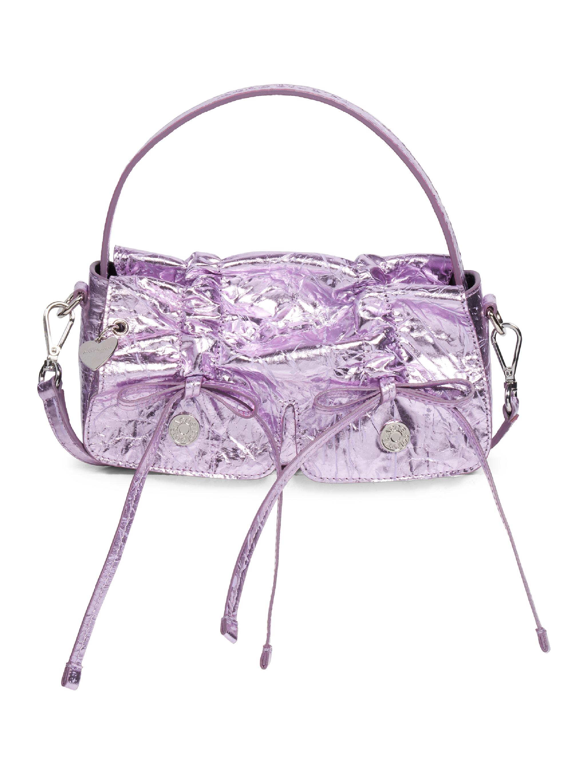 Acne Studios Women's Micro Multipocket Crinkled Leather Crossbody Bag - Lavender Purple
