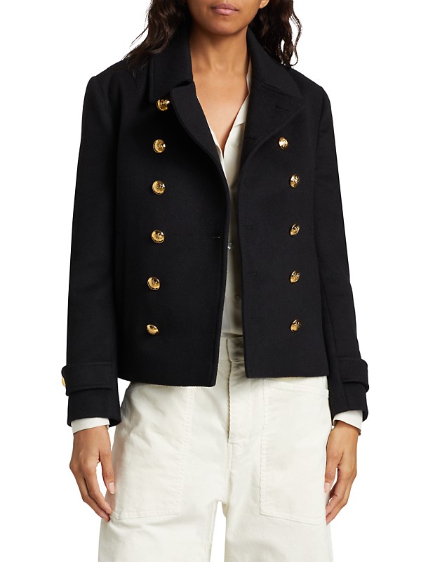 Shop Nili Lotan Ornella Wool Cropped Peacoat | Saks Fifth Avenue Shop Nili Lotan Ornella Wool Cropped Peacoat | Saks Fifth Avenue