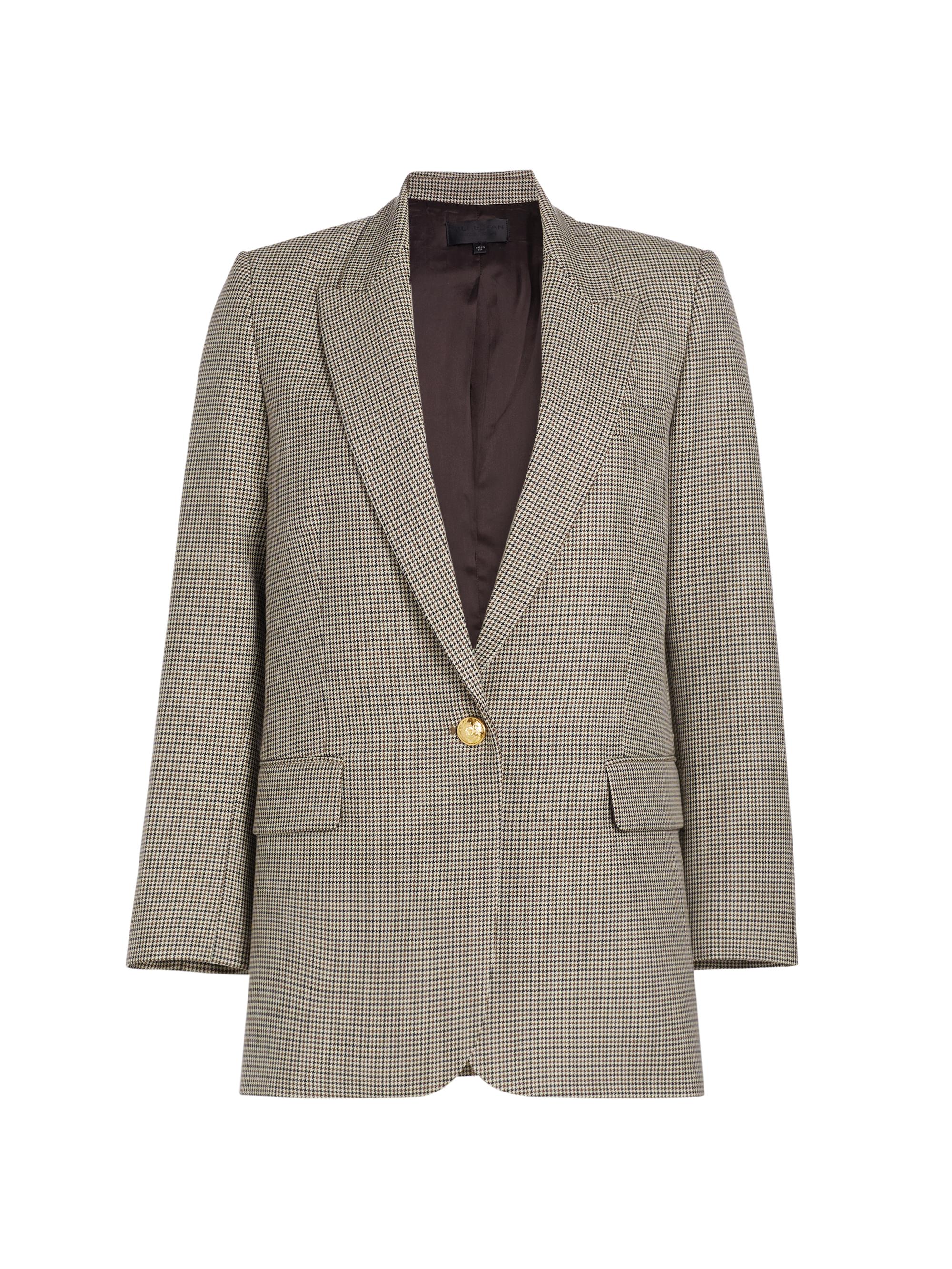 Nili Lotan Women's Diane Houndstooth Wool Blazer - Brown