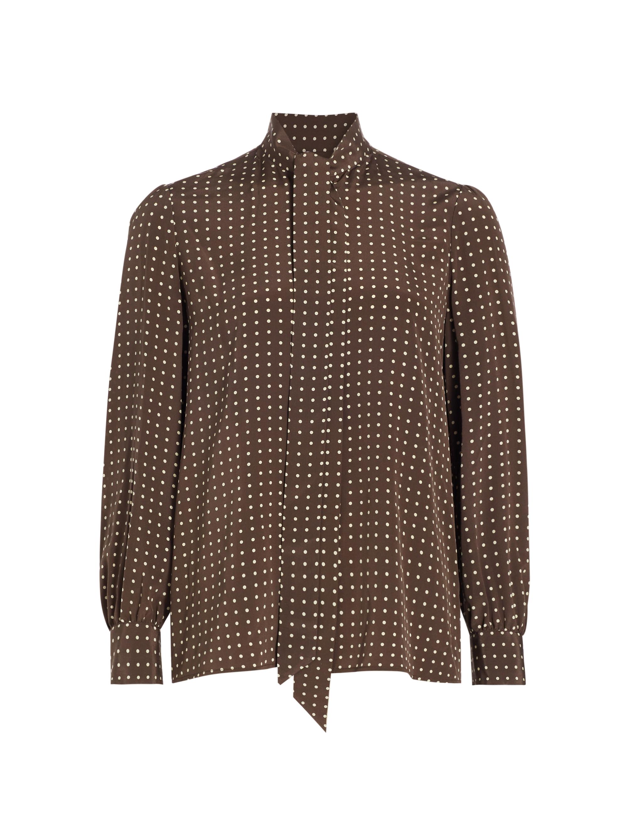 Nili Lotan Women's Carina Polka Dot Silk Top - Brown