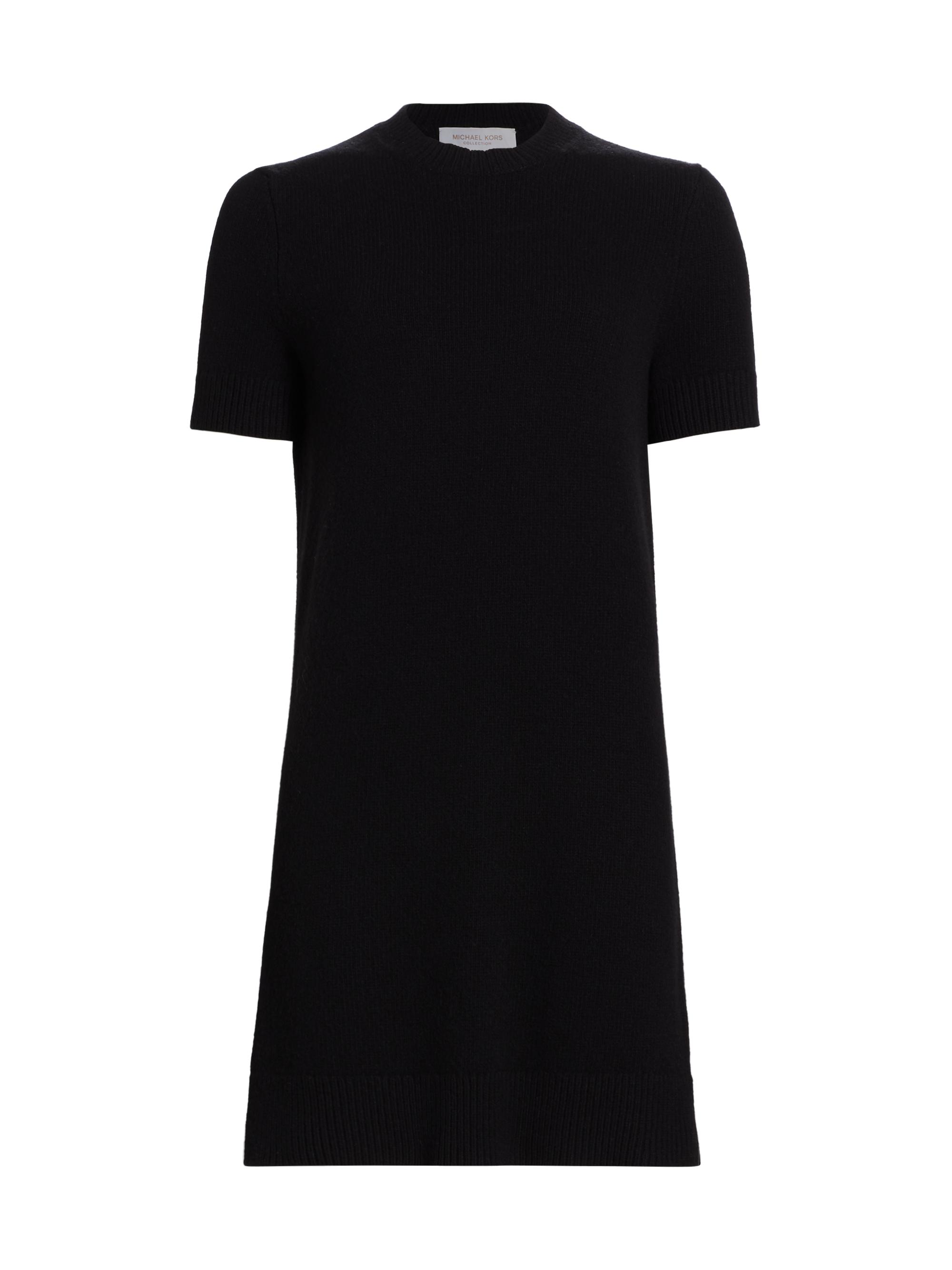 Michael Kors Collection Women's Felted Wool Crewneck T-Shirt Dress - Black