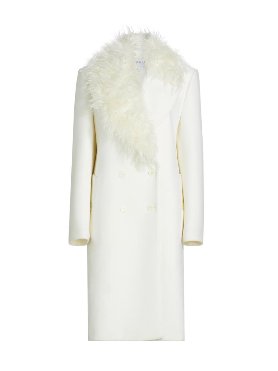 Michael Kors Collection Mohair Collar Wool Double-Breasted Coat