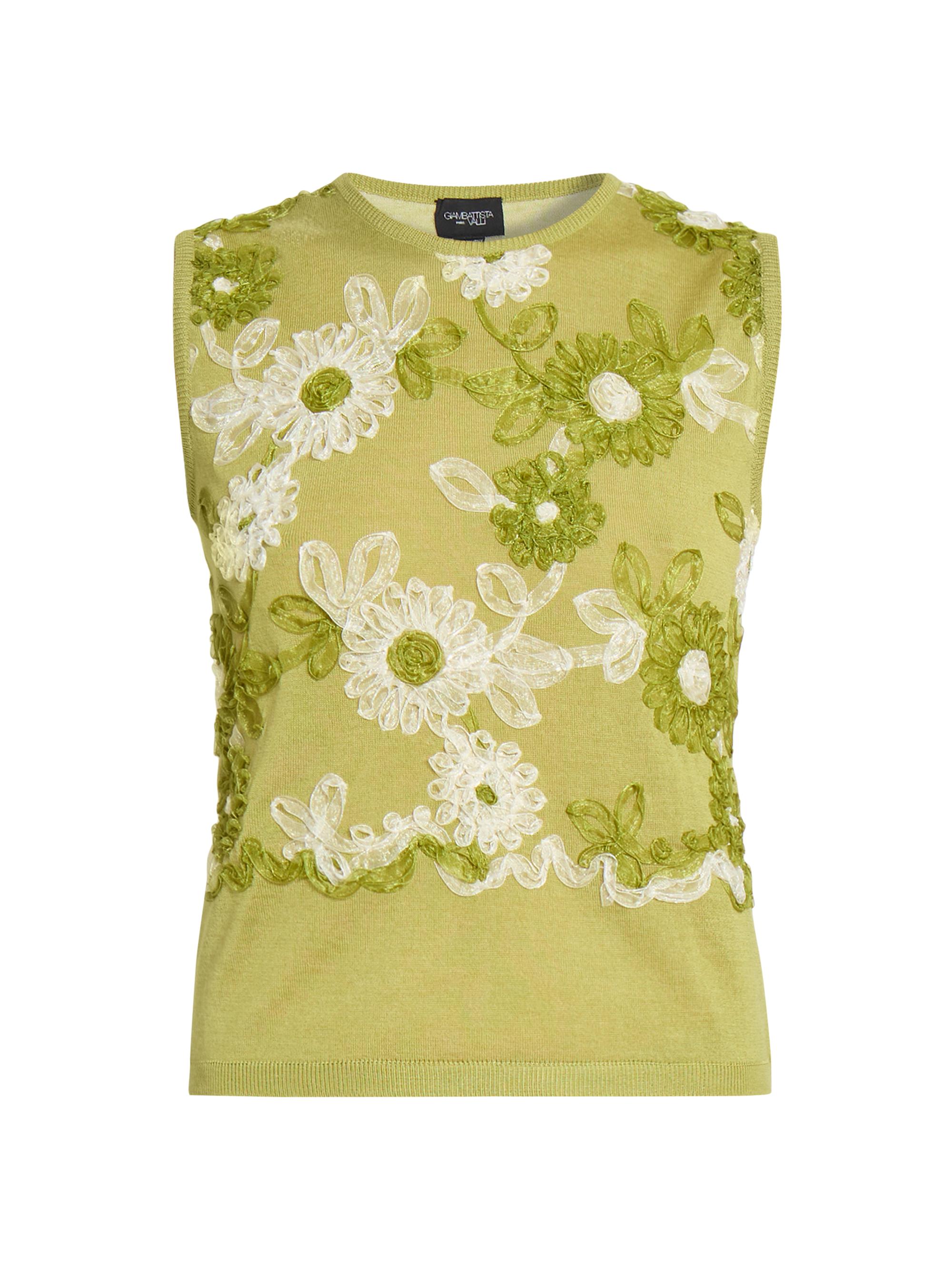 Giambattista Valli Women's Soutache Silk-Blend Knit Top - Forest Multi