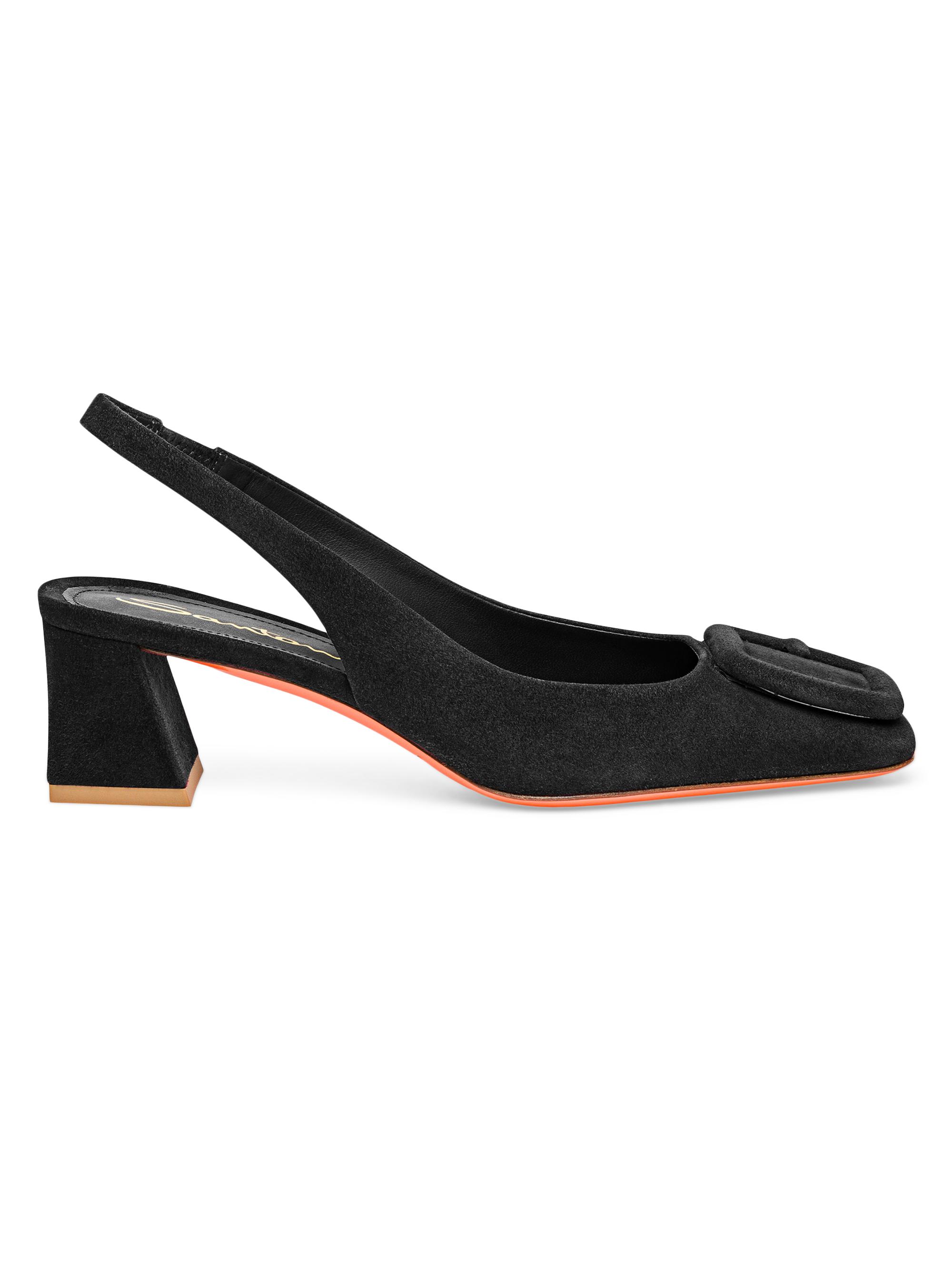 Santoni Women's 50mm Suede Slingback Pumps - Black