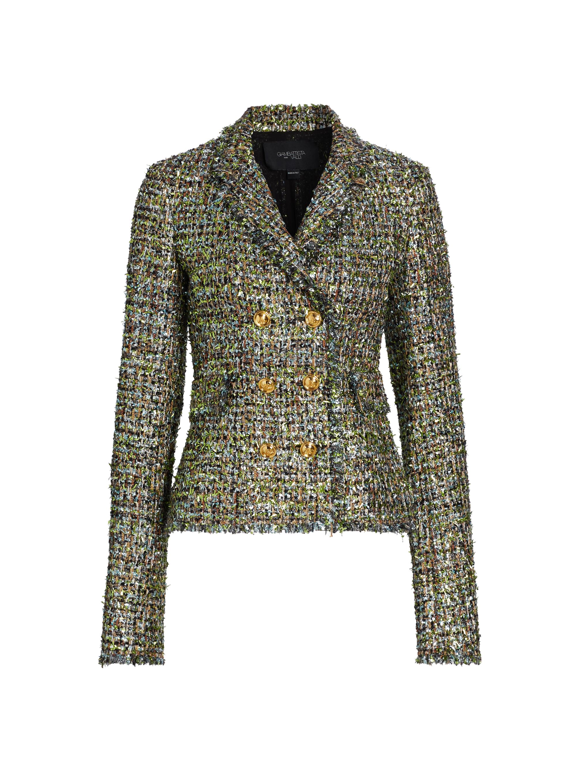 Giambattista Valli Women's Tweed Double-Breasted Jacket - Black Green
