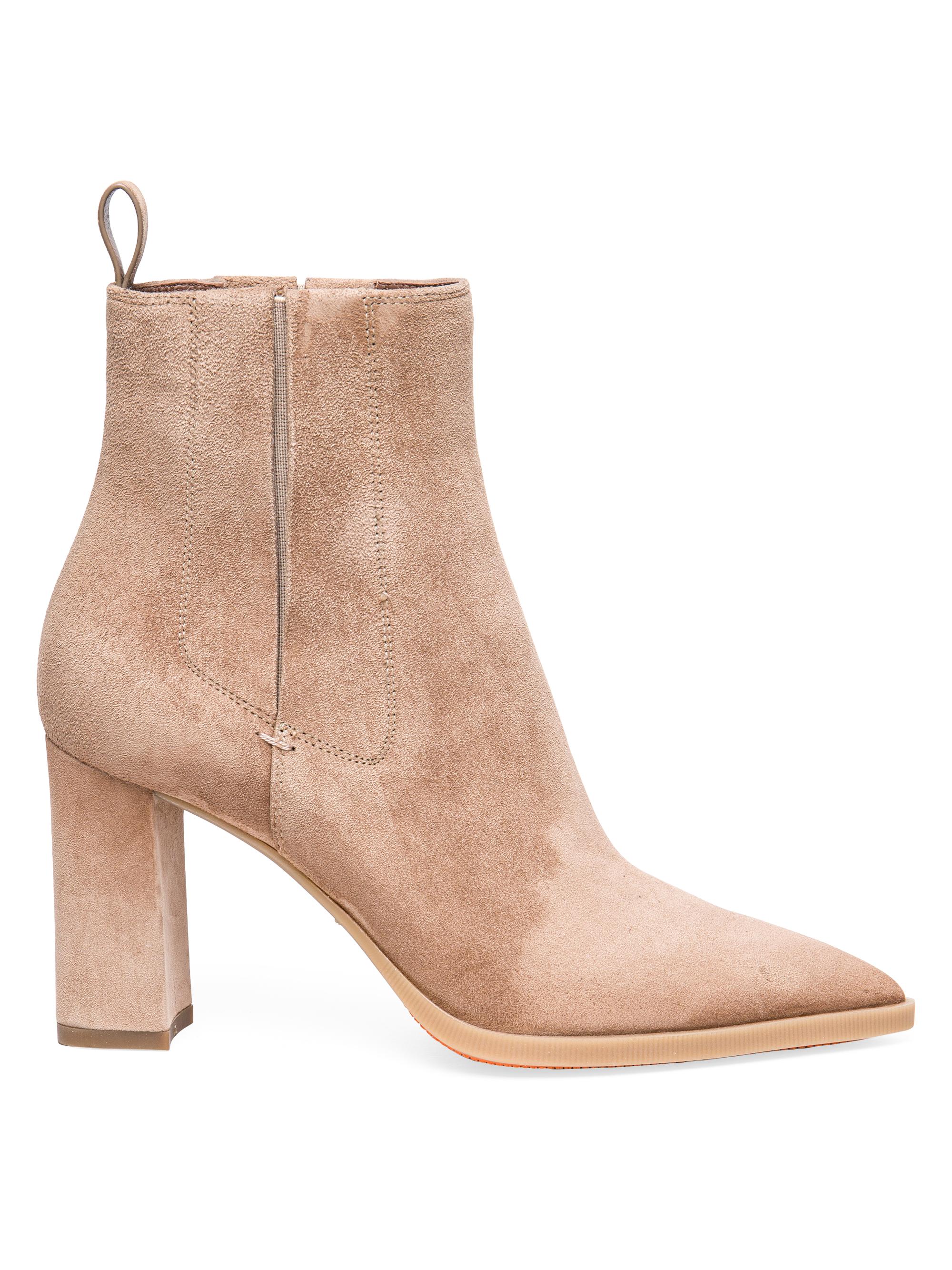 Santoni Women's 85MM Pull-On Stretch Suede Booties - Beige