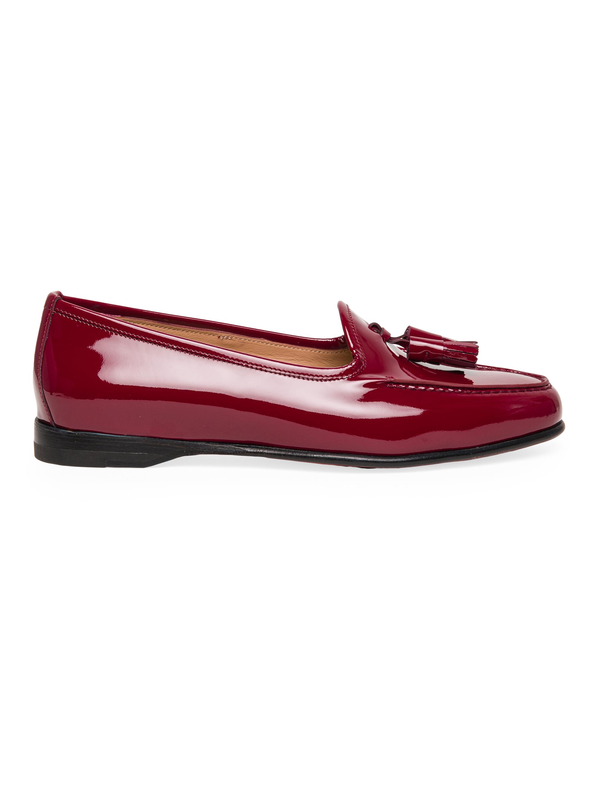 Santoni Women's Patent Leather Tassel Loafers - Red