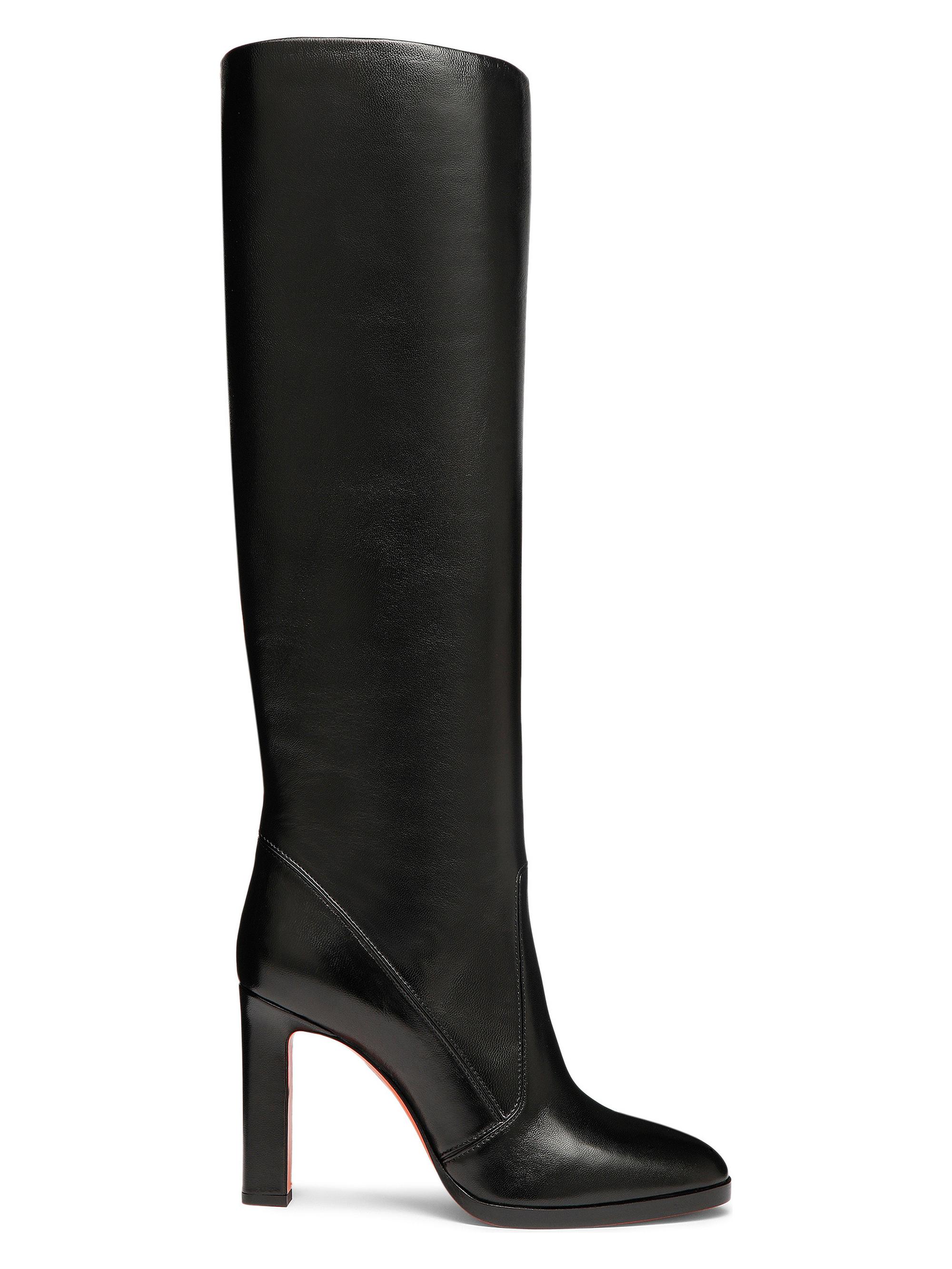 Santoni Women's 90MM Leather Zip Boots - Black