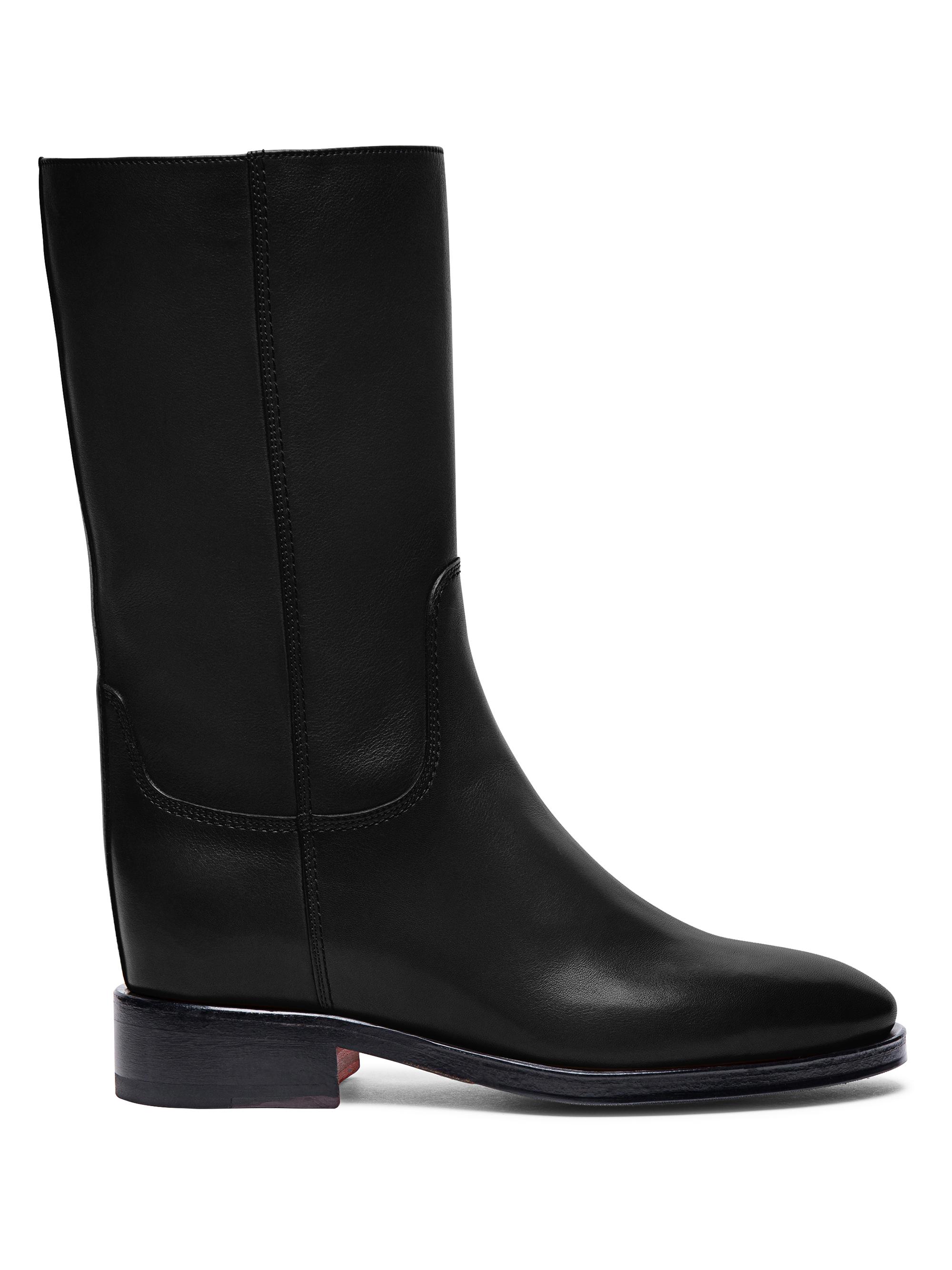 Santoni Women's Classic Leather Pull-On Boots - Black