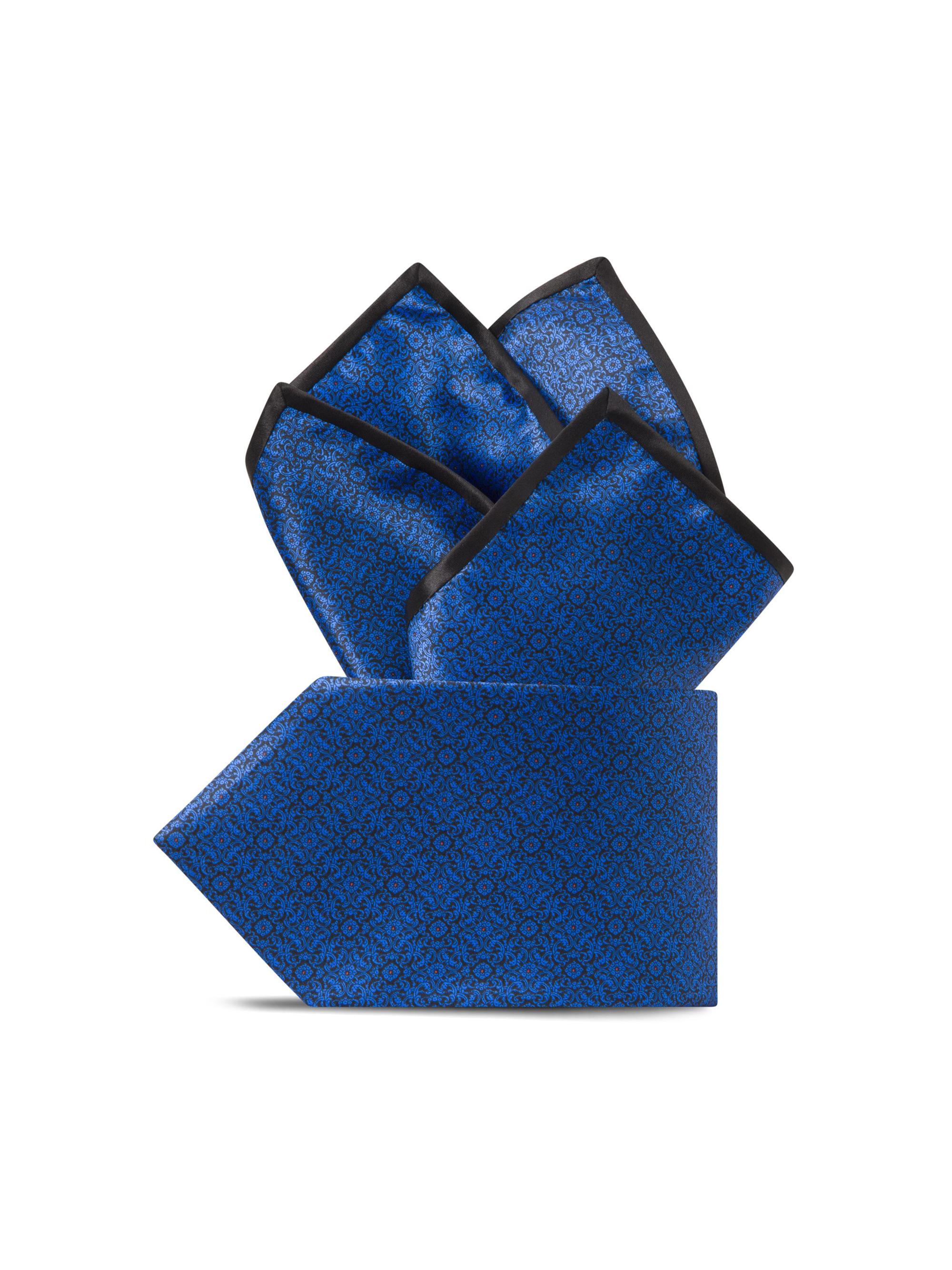 Stefano Ricci Men's Luxury Hand Printed Silk Tie Set - Blue