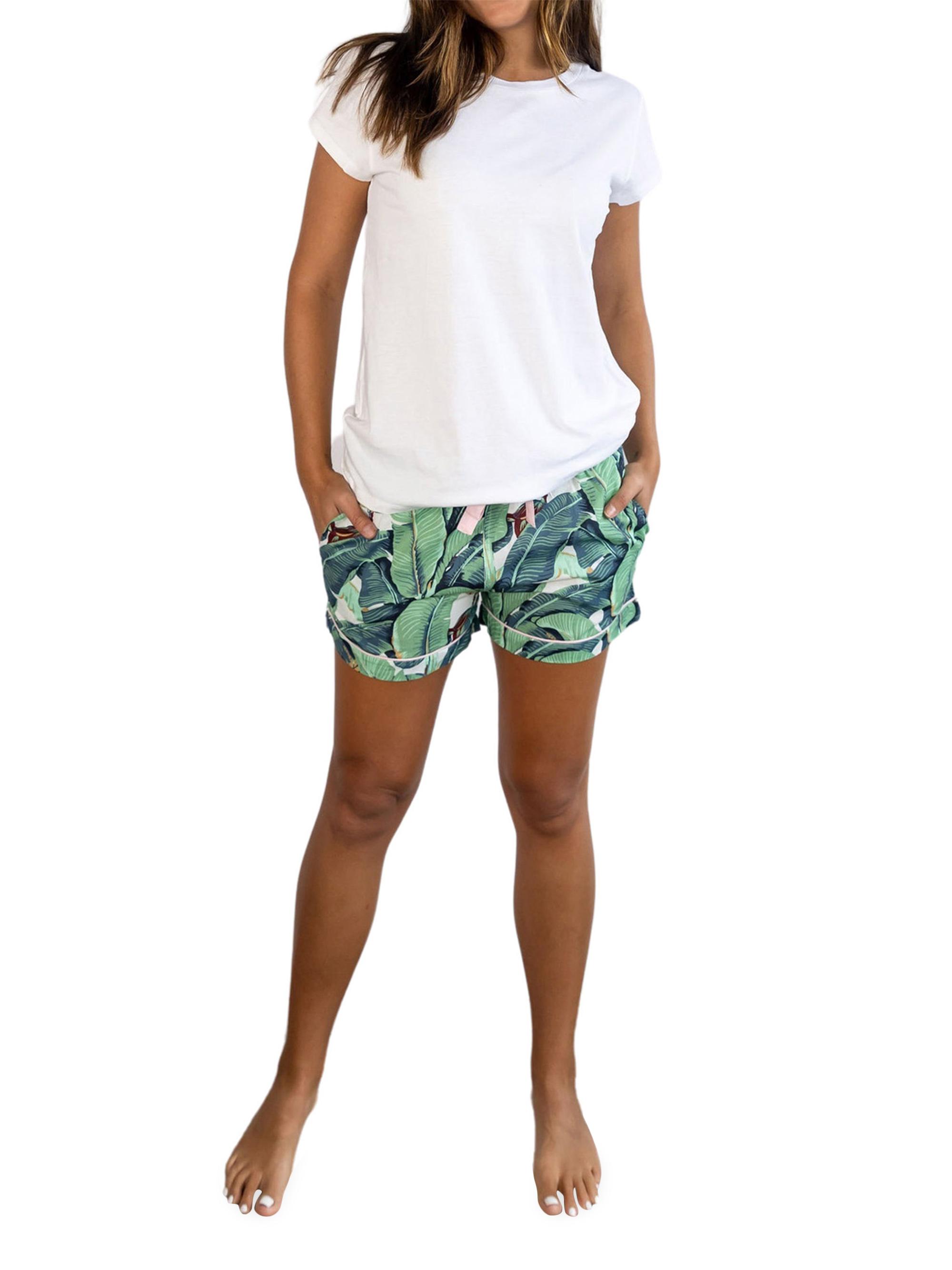 Sant and Abel Women's Martinique Banana Leaf Boxer Shorts - Green