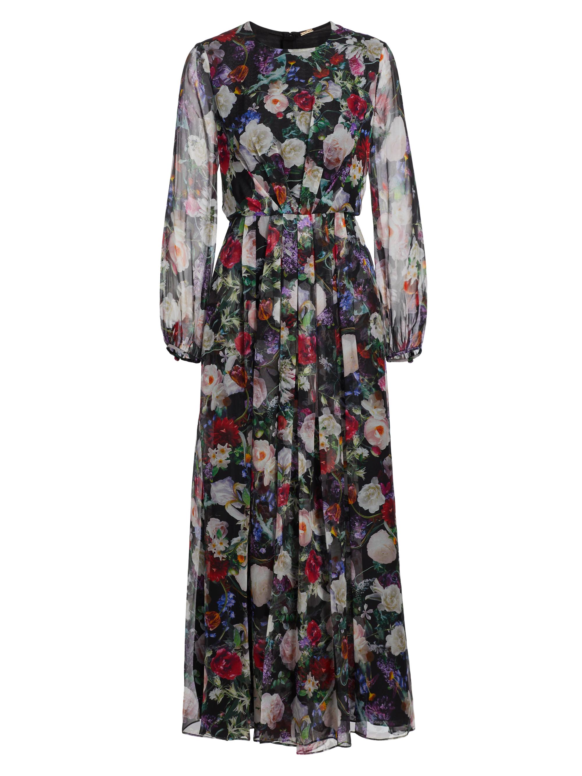 Adam Lippes Women's Paravincini Floral Silk Chiffon Maxi Dress - Black Floral