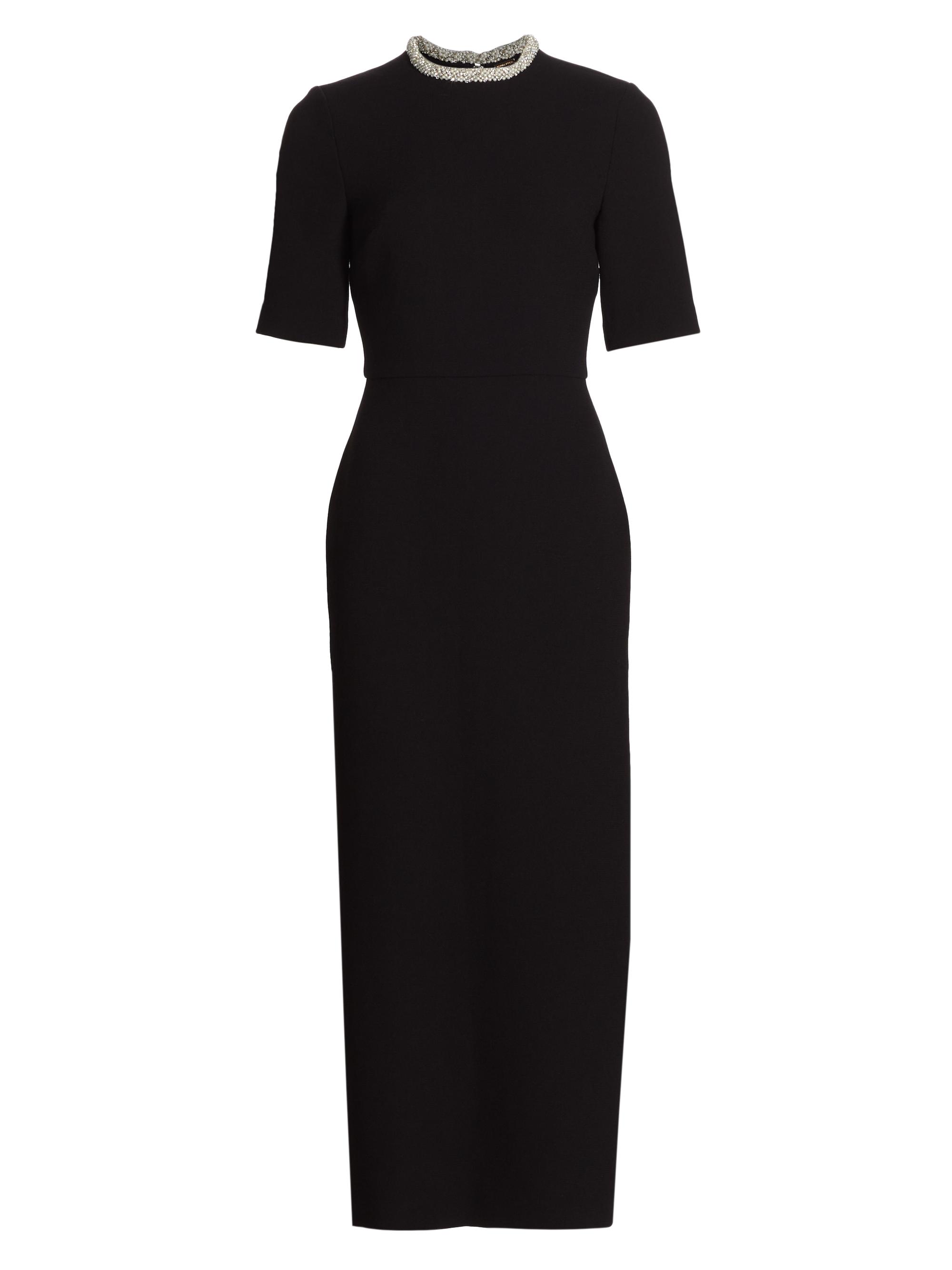 Adam Lippes Women's Plaza Wool Embellished Sheath Maxi Dress - Black