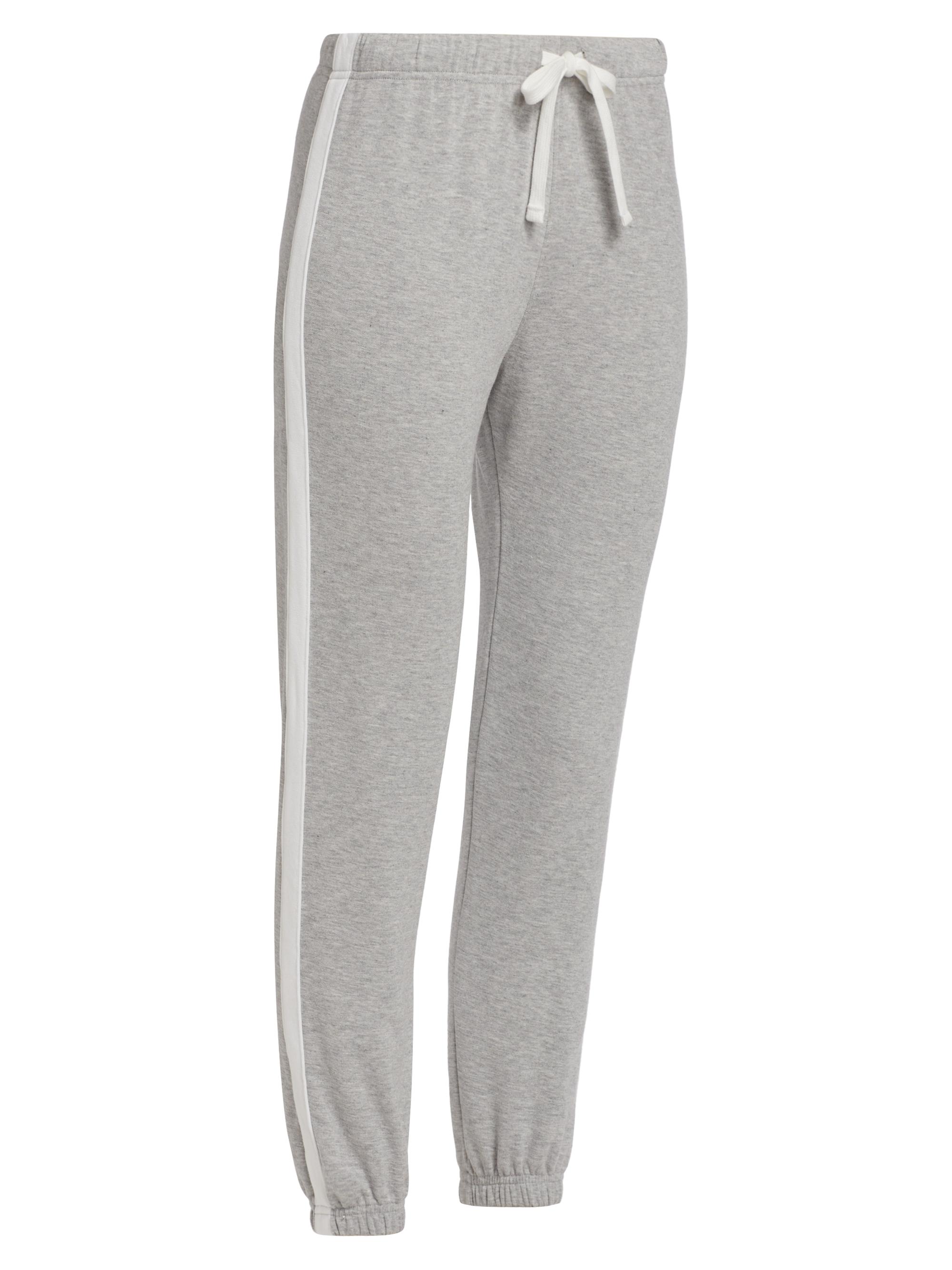 Splits59 Women's Sonia Fleece Stripe Jogger Sweatpants - Heather Grey White Stripe