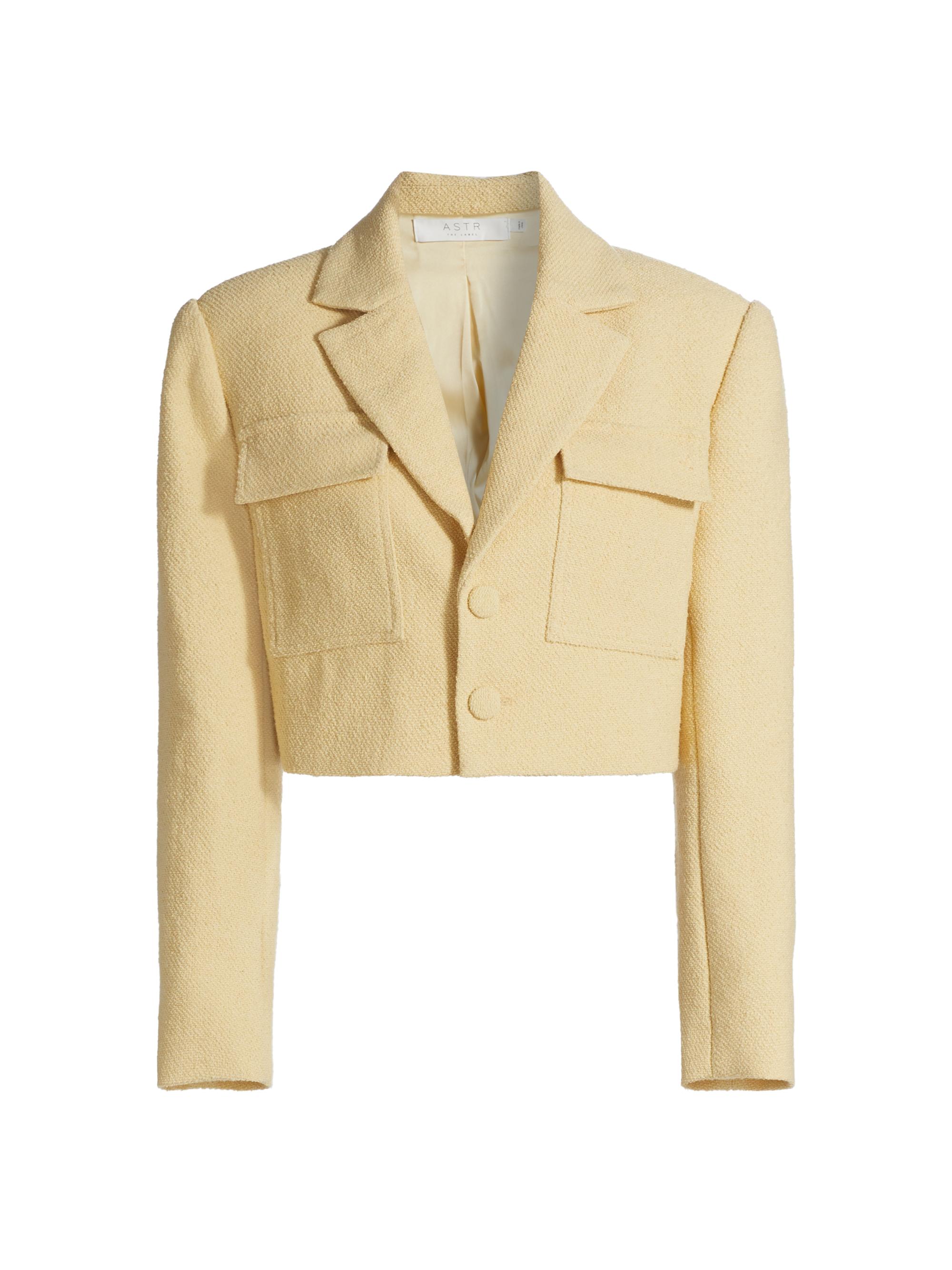 ASTR The Label Women's Emery Cropped Stretch Wool Jacket - Yellow