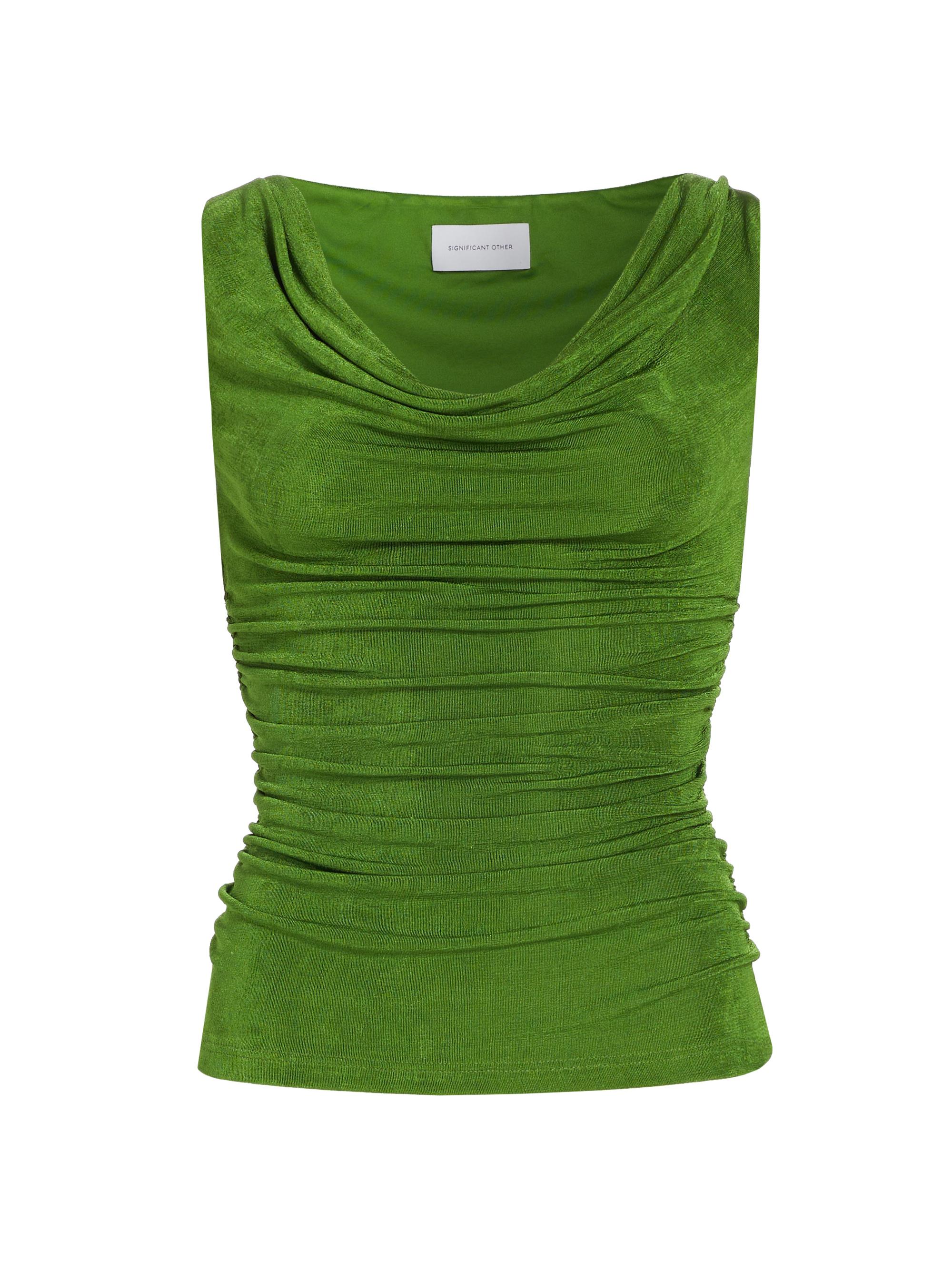Significant Other Women's Acacia Ruched Cowlneck Top - Basil