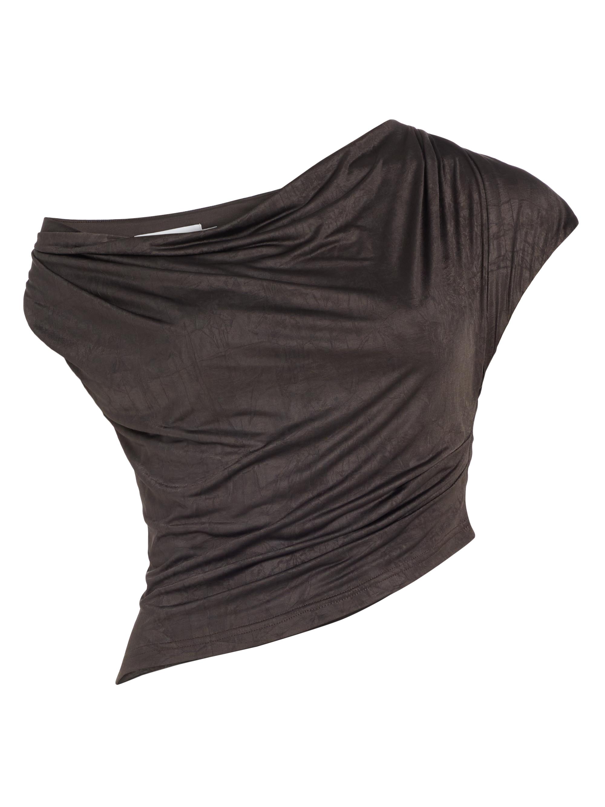 Significant Other Women's Priya Pleated Asymmetric Crop Top - Charcoal