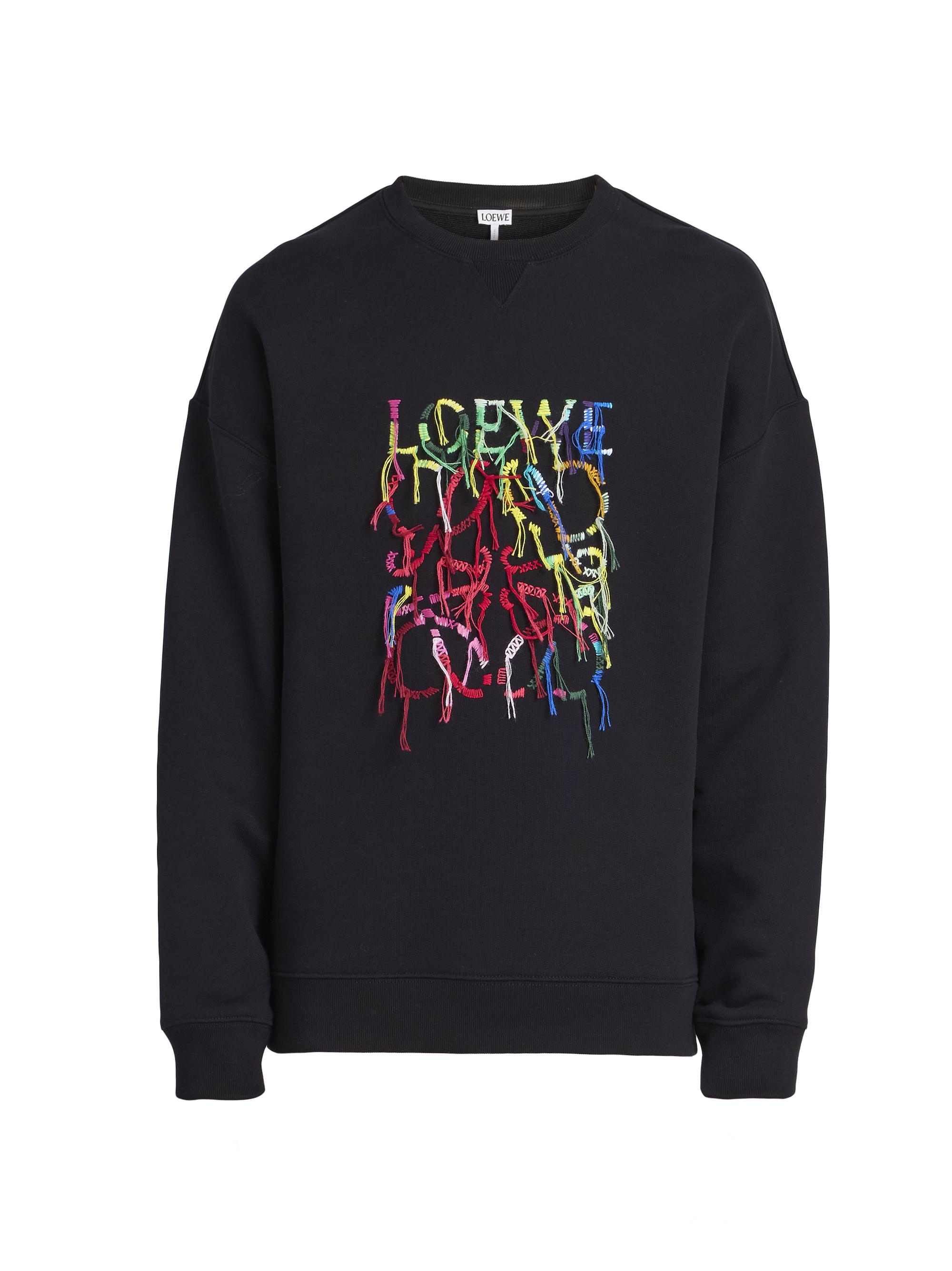 LOEWE Men's Stitch Logo Cotton-Blend Sweatshirt - Black Multicolor