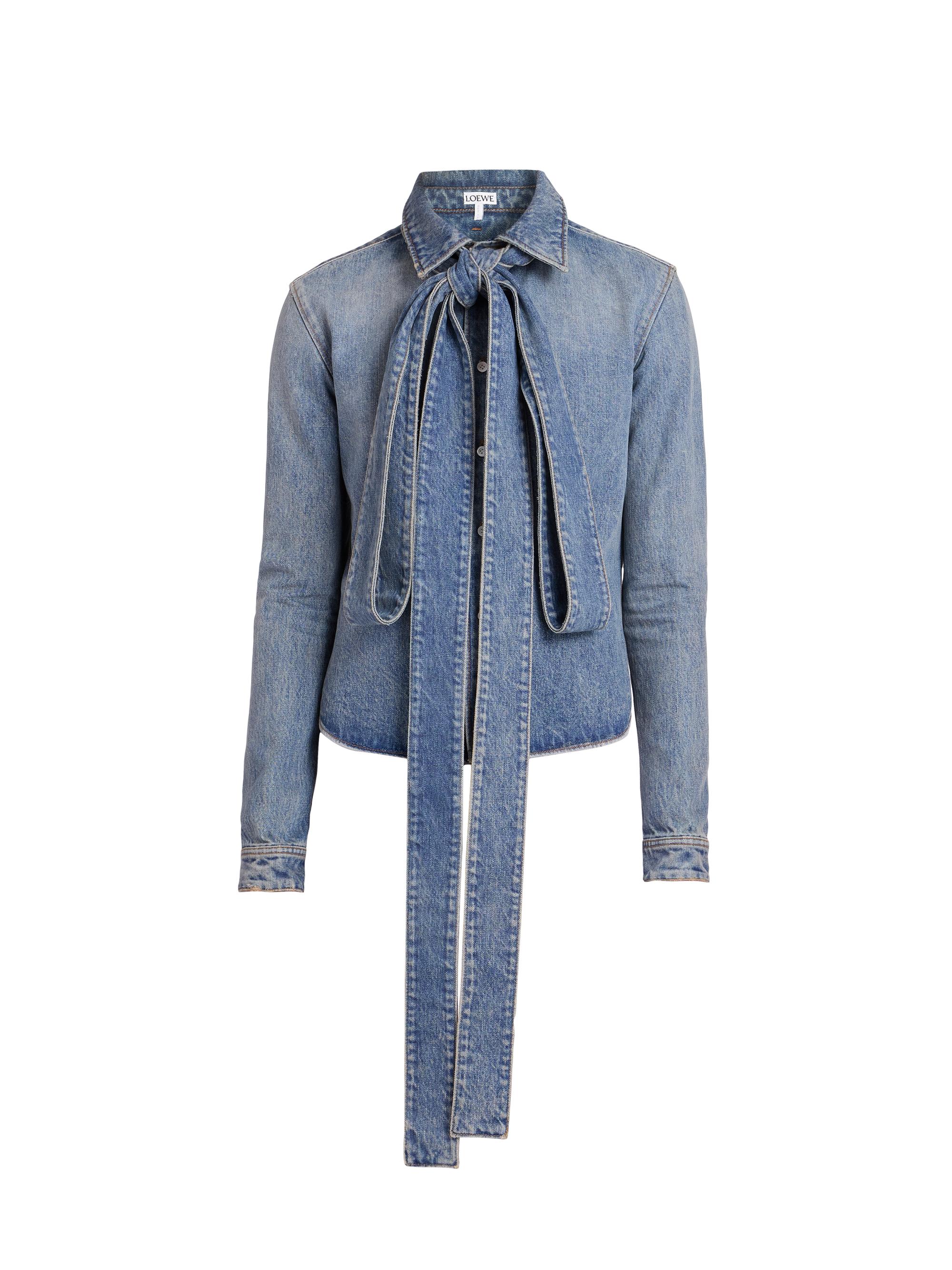 LOEWE Men's Bow Denim Button-Front Shirt - Washed Denim