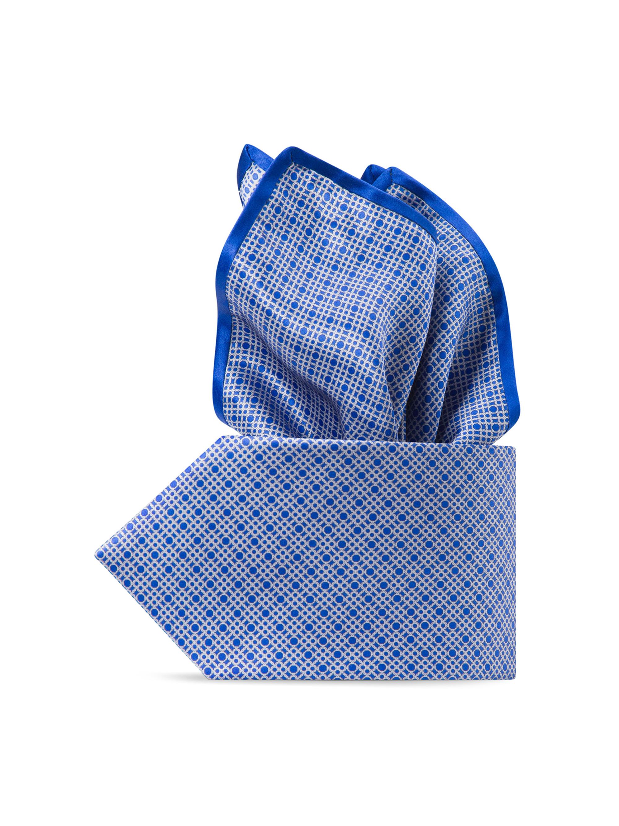 Stefano Ricci Men's Hand Printed Silk Tie Set - Blue White