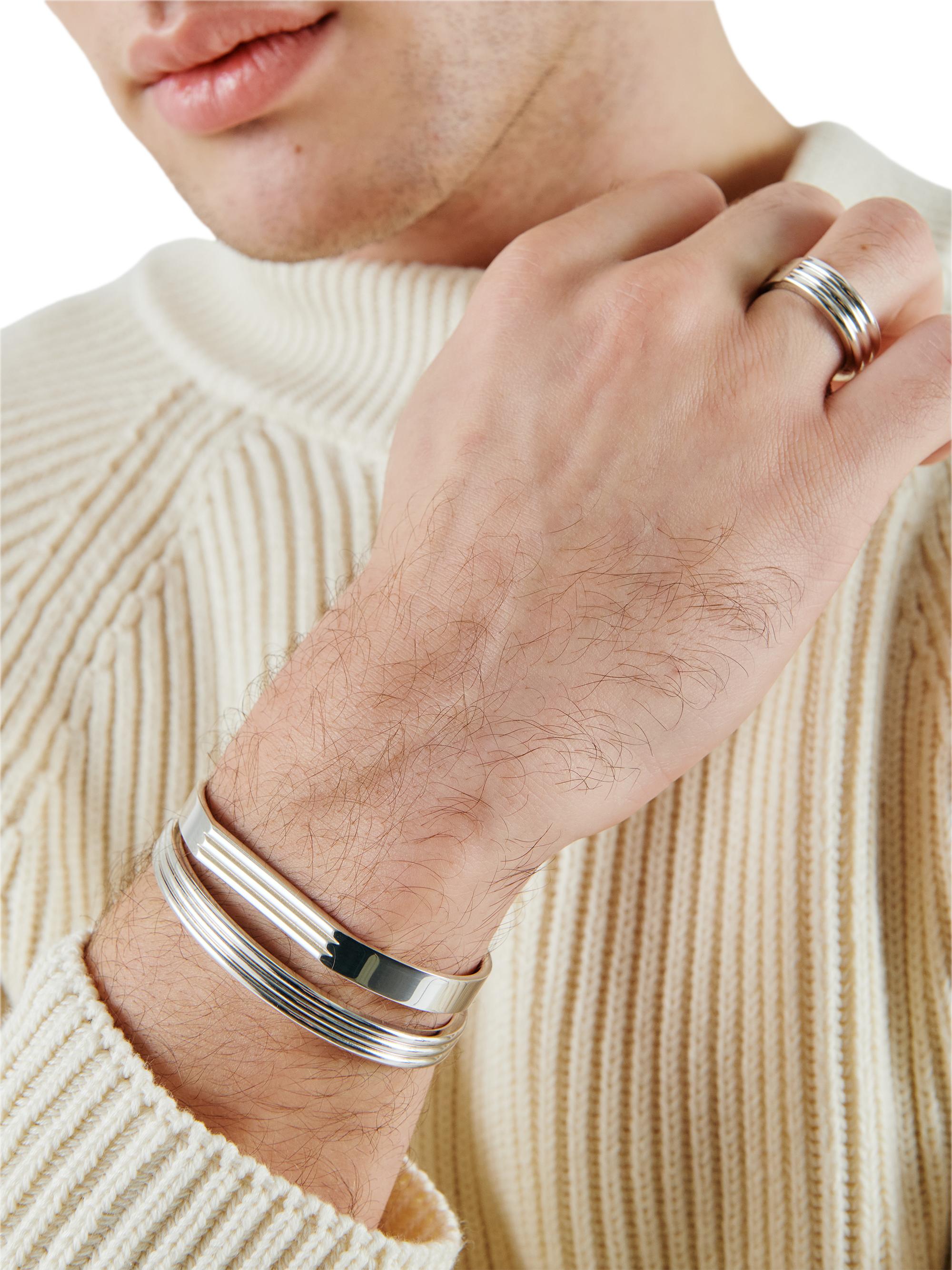 Le Gramme 30G Polished Sterling Silver Godron Ribbon Bracelet