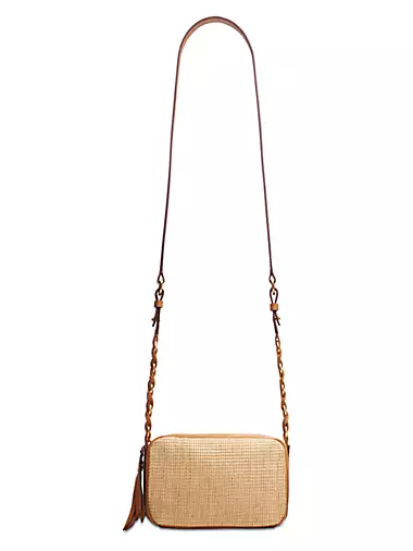 Cami Leather-Trimmed Woven Camera Bag