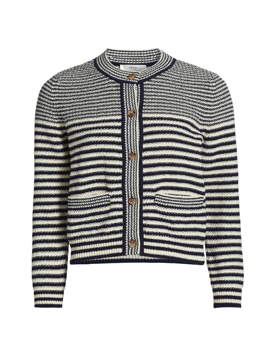 カーディガン PA STRIPE CARDIGAN レディース X-girl（エックスガール）の「WIDE STRIPE KNIT CARDIGAN