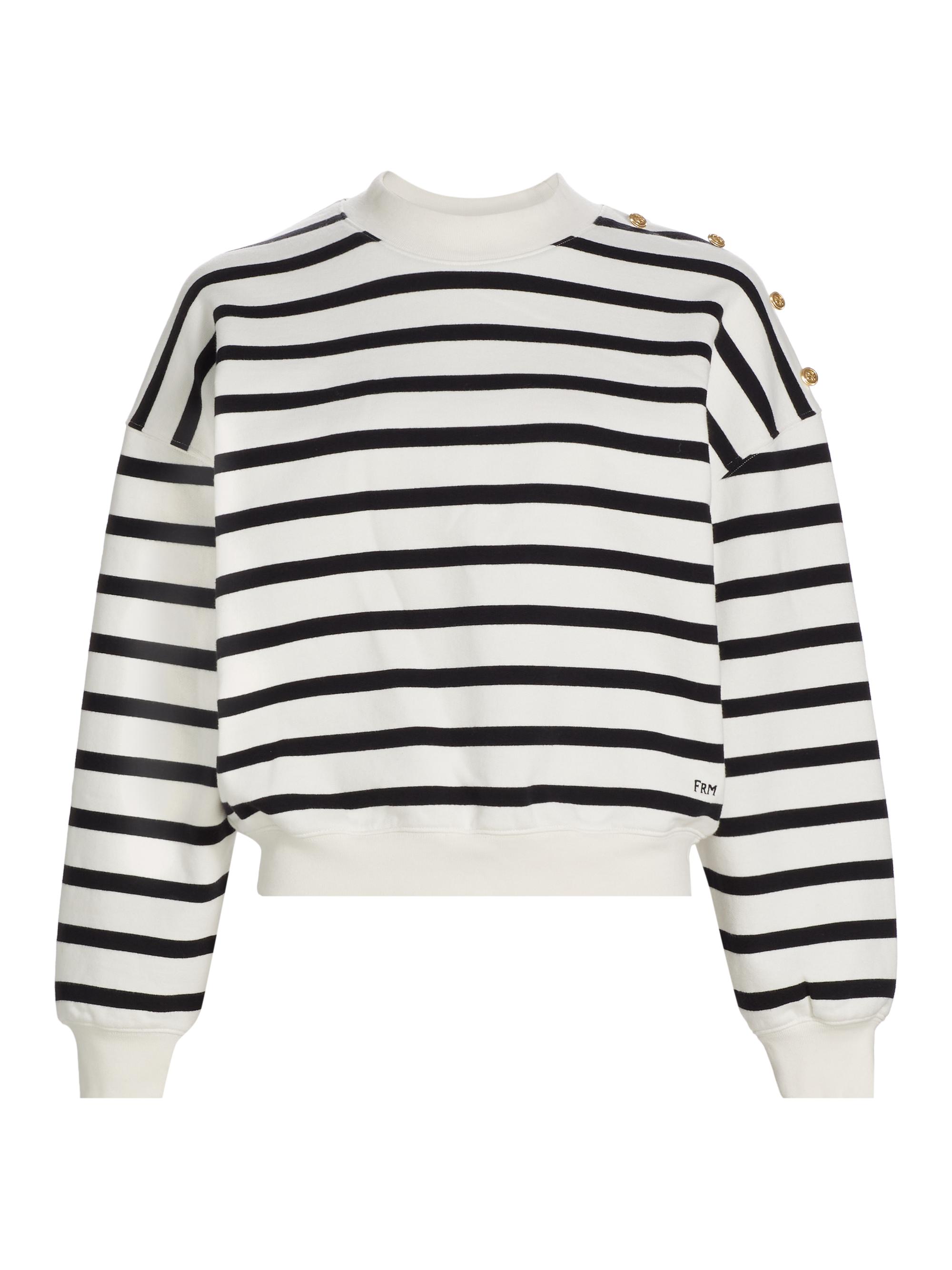 Frame Women's Striped Button-Accented Sweatshirt - Navy Multi