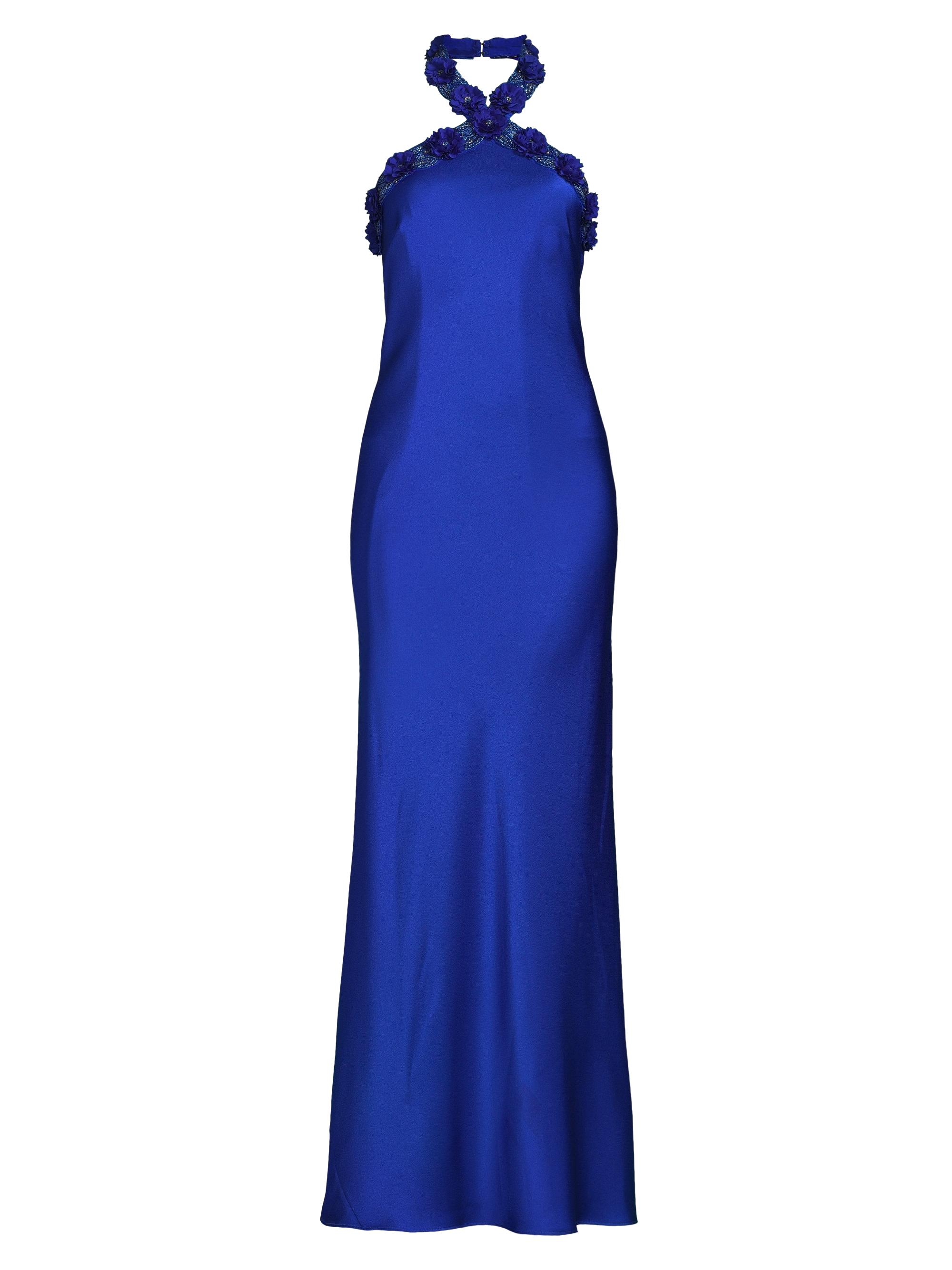 Aidan Mattox Women's Satin Halterneck Mermaid Gown - Deep Sapphire