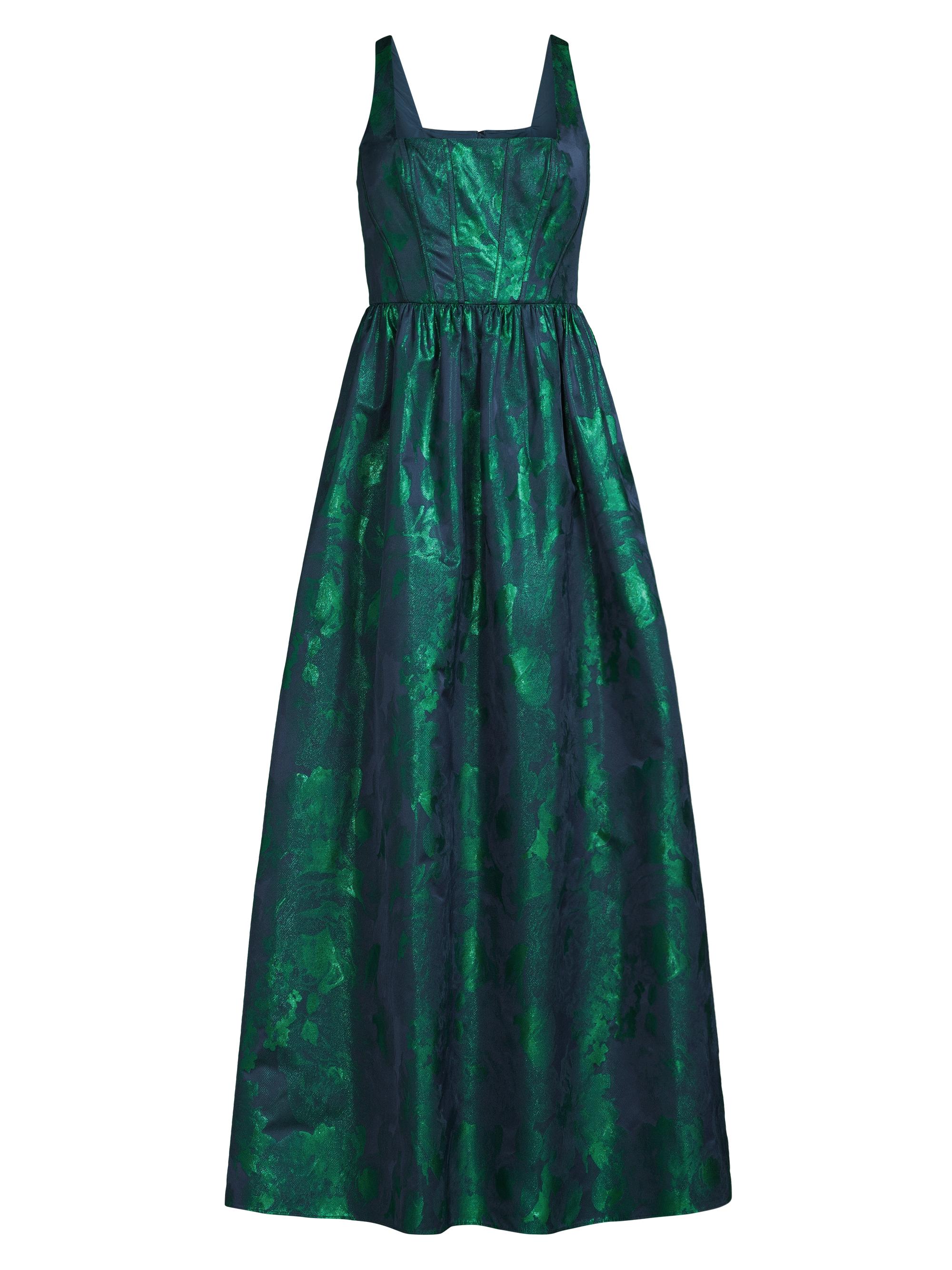 Aidan Mattox Women's Abstract Jacquard Satin Maxi Gown - Dark Ivy